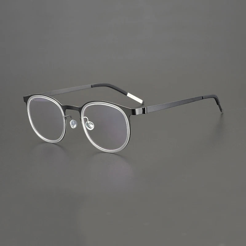 Black Acetate & Titanium Round Eyeglasses for Women - Lightweight Full Rim Glasses - Perfect for Reading, Work & Fashion Accessories