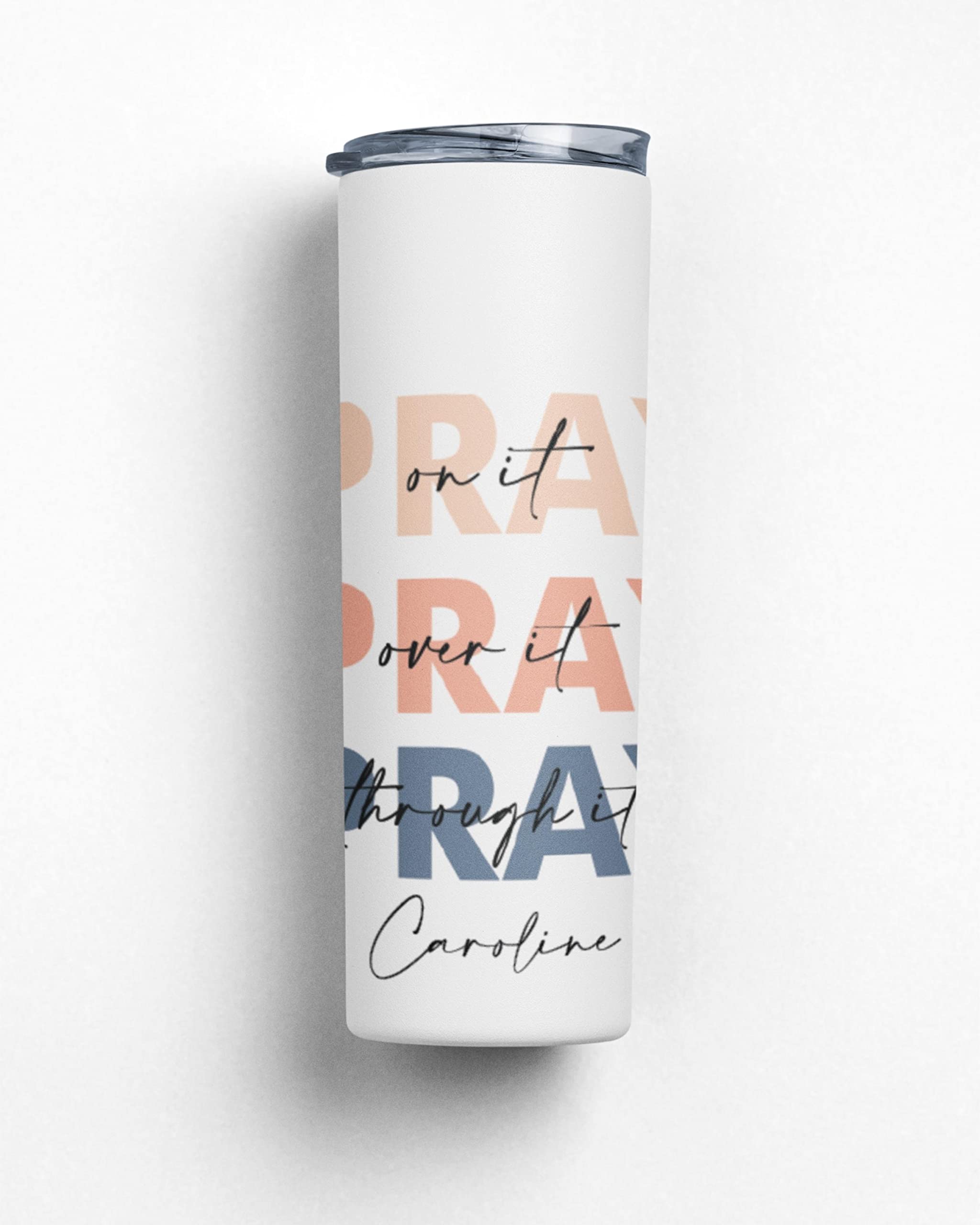 Personalized 'Pray On It' Tumbler - Custom Name Religious Water Bottle for Women - Inspirational Christian Travel Mug - Perfect for Church, Bible Study & Daily Motivation