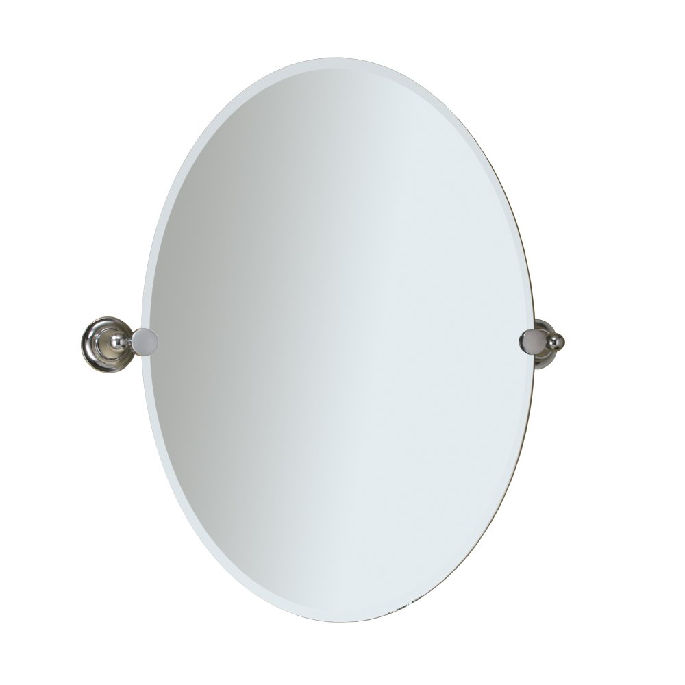 Gatco 4329 Tiara Oval Wall Mirror - Small Chrome Bathroom Vanity Mirror for Makeup & Home Decor