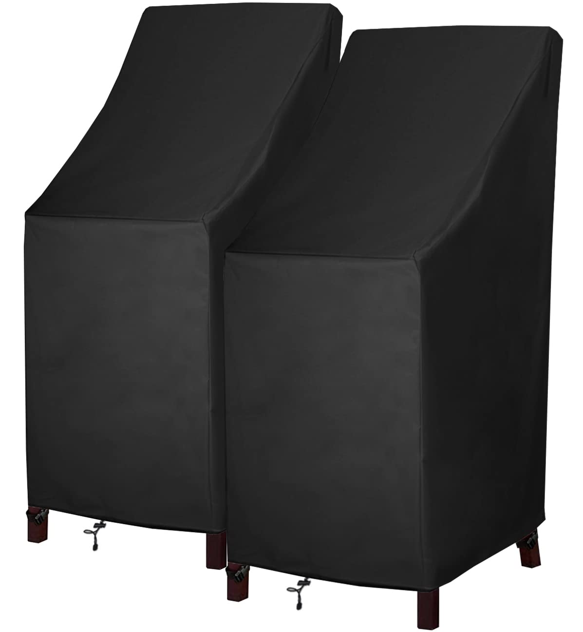 **Waterproof 600D Oxford High Back Patio Chair Covers (2 Pack) - Heavy Duty Stackable Outdoor Barstool Covers with Storage Bag - Ideal for Garden, Deck, Poolside & Patio Furniture Protection**