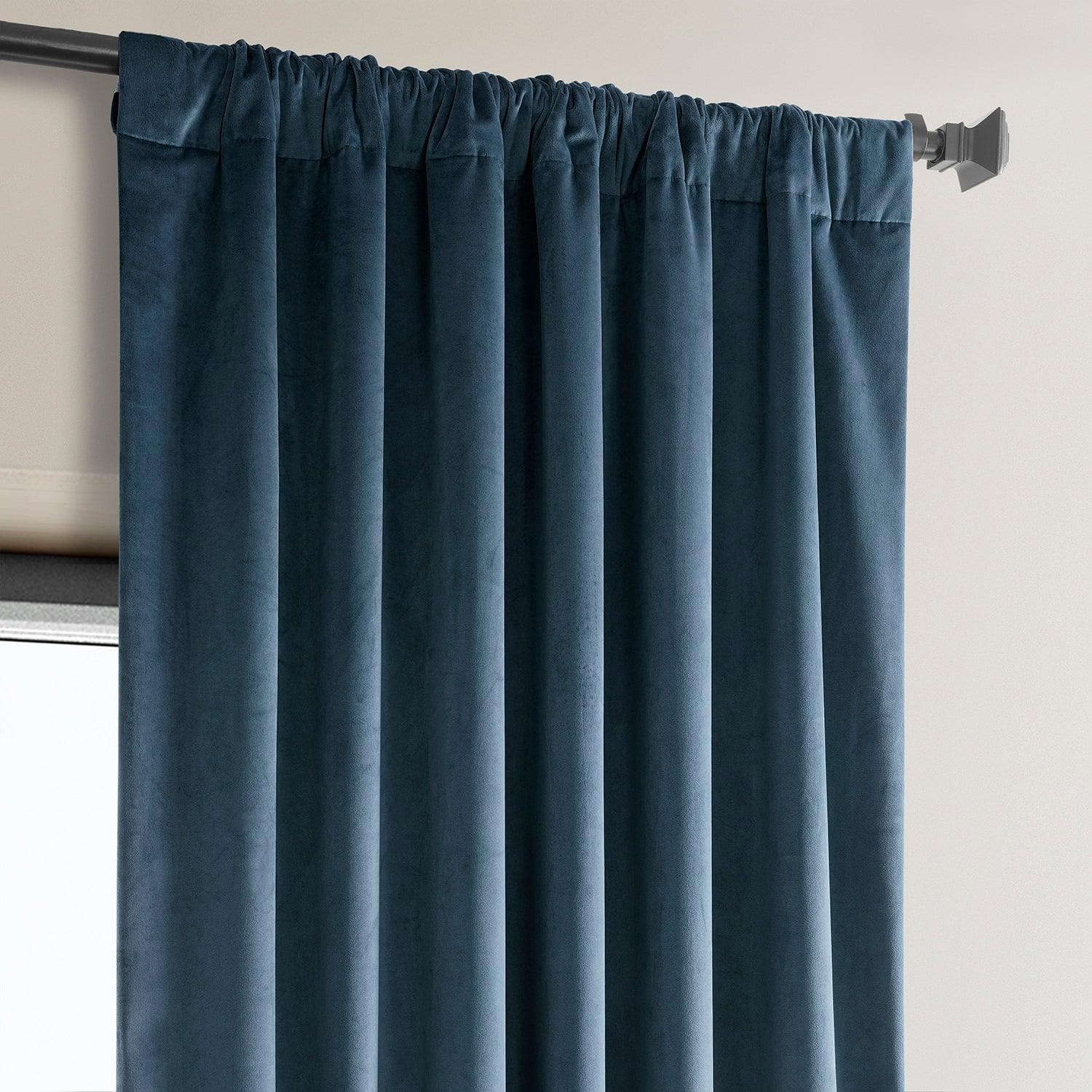 Avalon Blue Heritage Plush Velvet Blackout Curtains for Bedroom - Thermal Insulated Noise Reducing Window Drapes for Living Room & Nursery