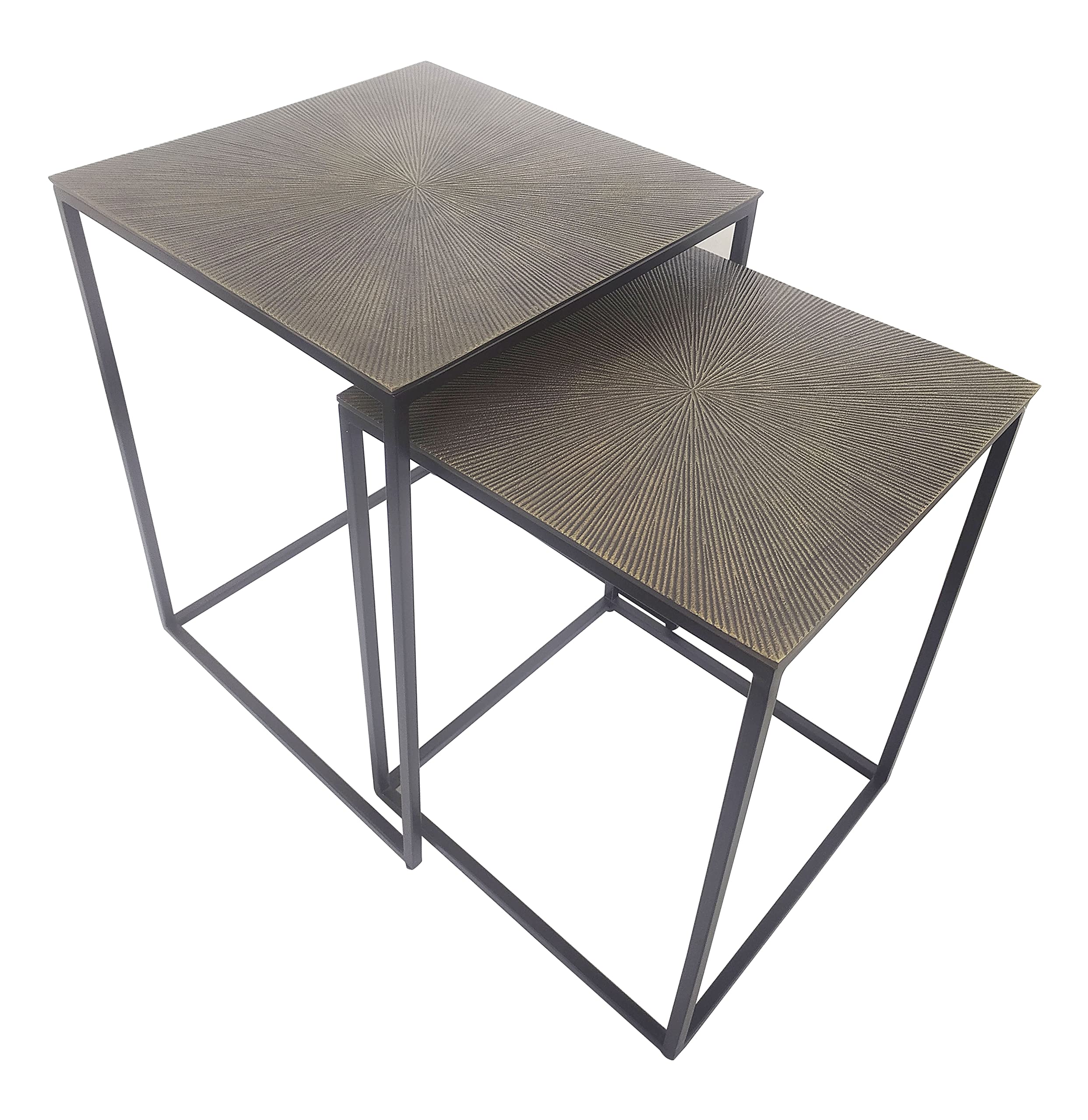 Noble House Garnet Metal Nesting Table Set - 2-Piece Square Coffee Side Tables for Living Room, Bedroom, or Office - Modern End Tables with Sturdy Metal Frame & Elegant Garnet Finish