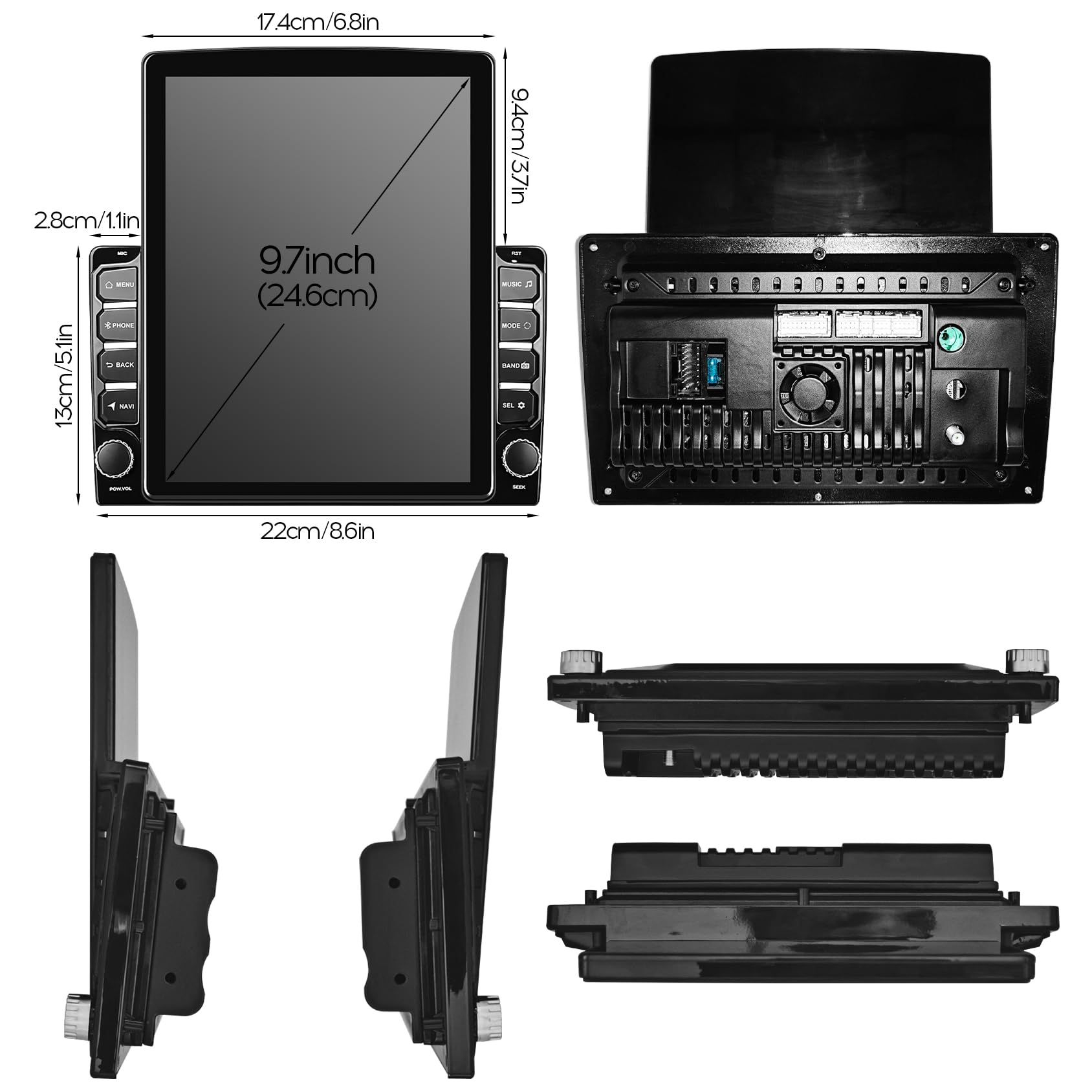 9.7 Inch 2+32GB IPS Vertical Screen Android Car Stereo with CarPlay & Android Auto - Double Din Bluetooth GPS Navigation, WiFi, MirrorLink, Split Screen & PIP | Perfect for Toyota, Honda, Ford & More | Upgrade Your In-Car Entertainment System