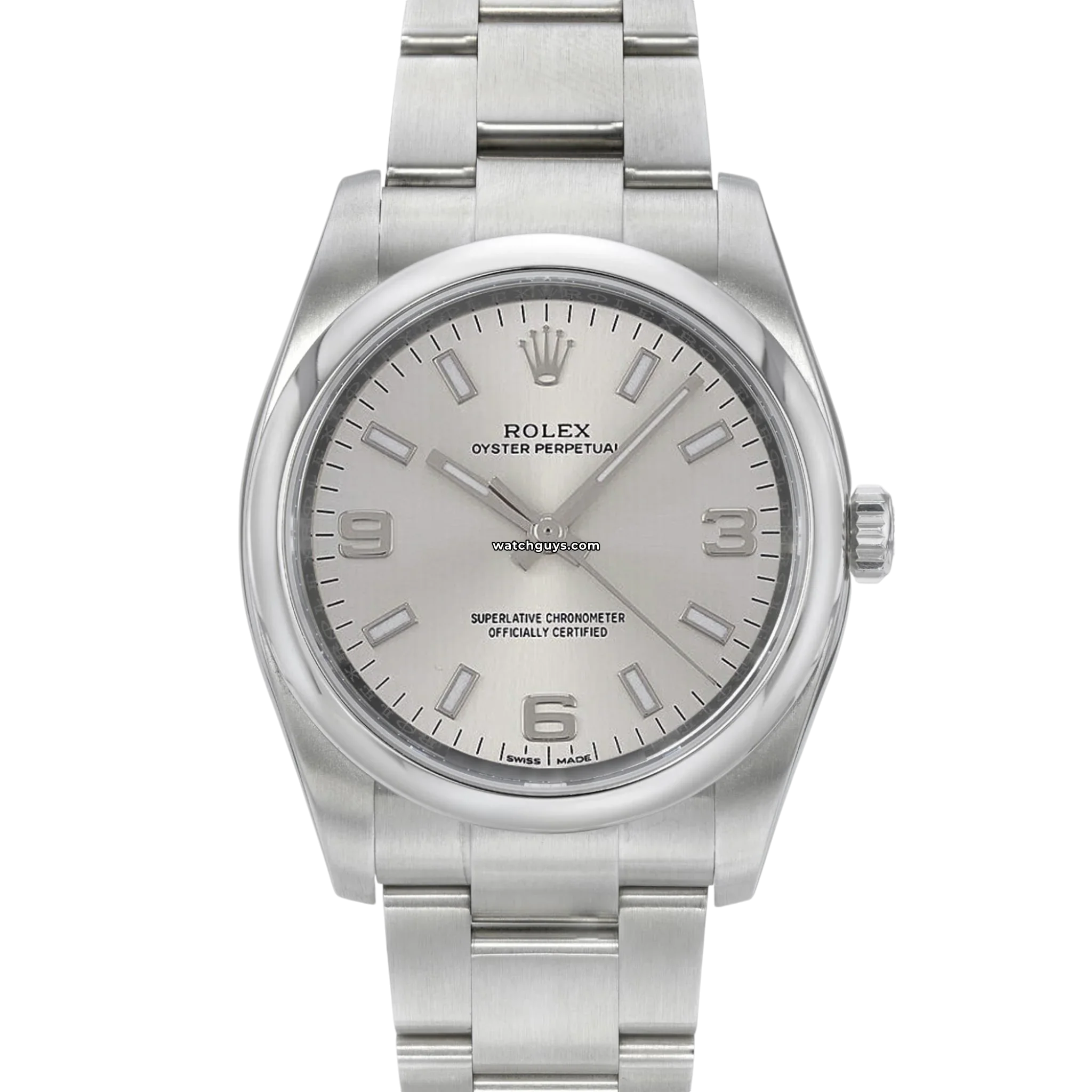 Authentic Rolex Oyster Perpetual 116000 Silver Dial Men's Watch - Luxury Timepiece for Business, Formal Events & Special Occasions