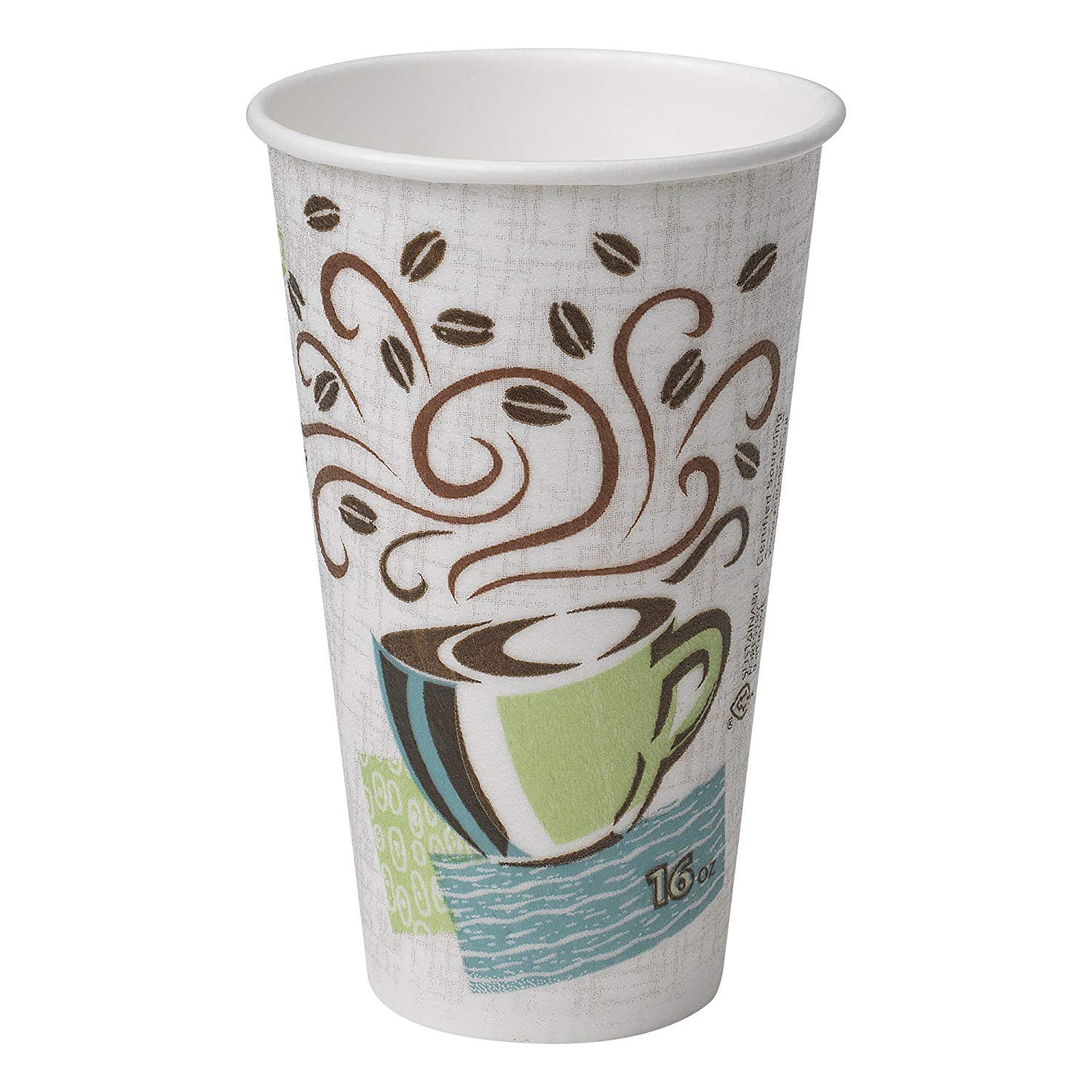 Dixie PerfecTouch WiseSize 16oz Insulated Coffee Paper Cups with Lids - 50 Pack (50 Cups & 50 Lids) - Hot & Cold Beverage Solution for Office, Cafe, and Home Use