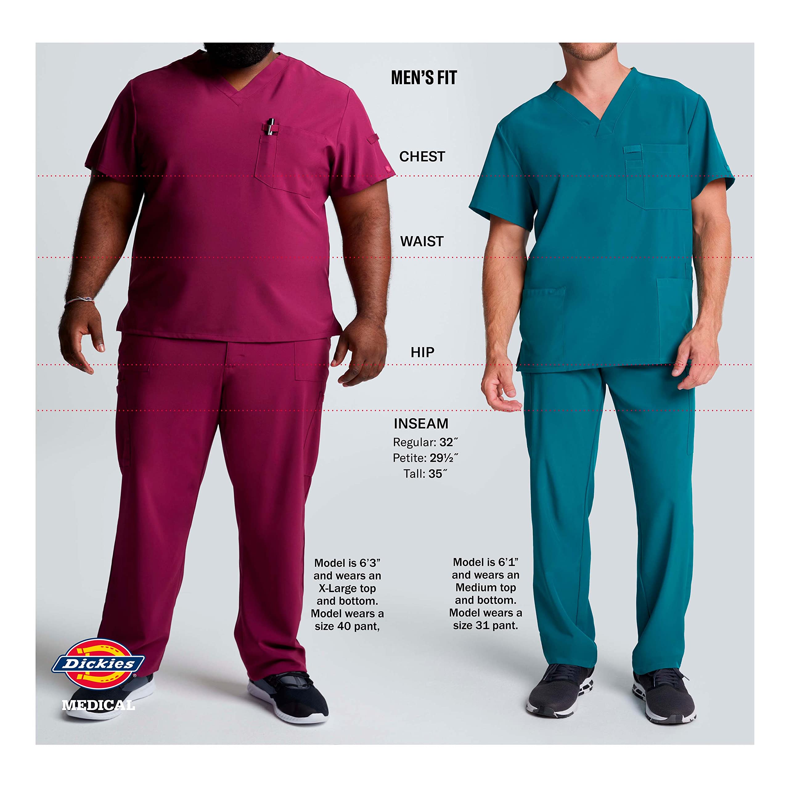 Dickies EDS Essentials Men's Scrubs Top - Tuckable V-Neck Work Shirt DK635 | Comfortable Medical Uniform for Doctors, Nurses & Healthcare Professionals