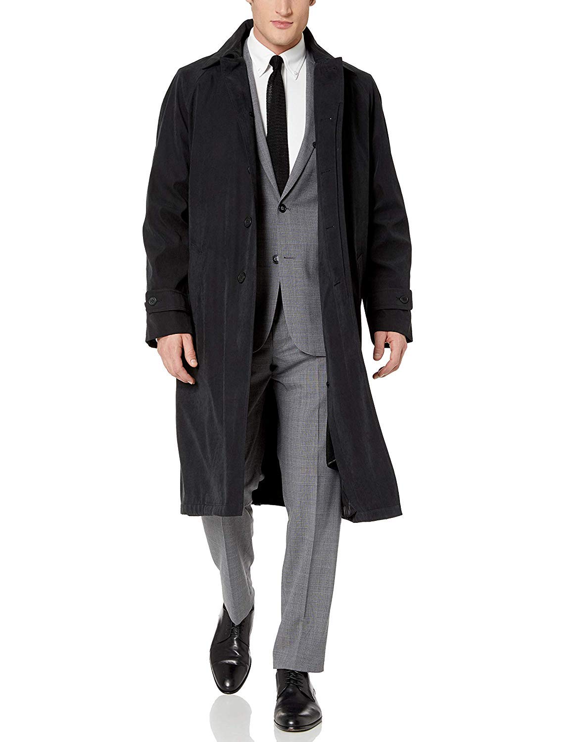 Adam Baker Men's Single Breasted Full Length Trench Coat - Waterproof All-Season Raincoat for Business, Travel & Formal Occasions