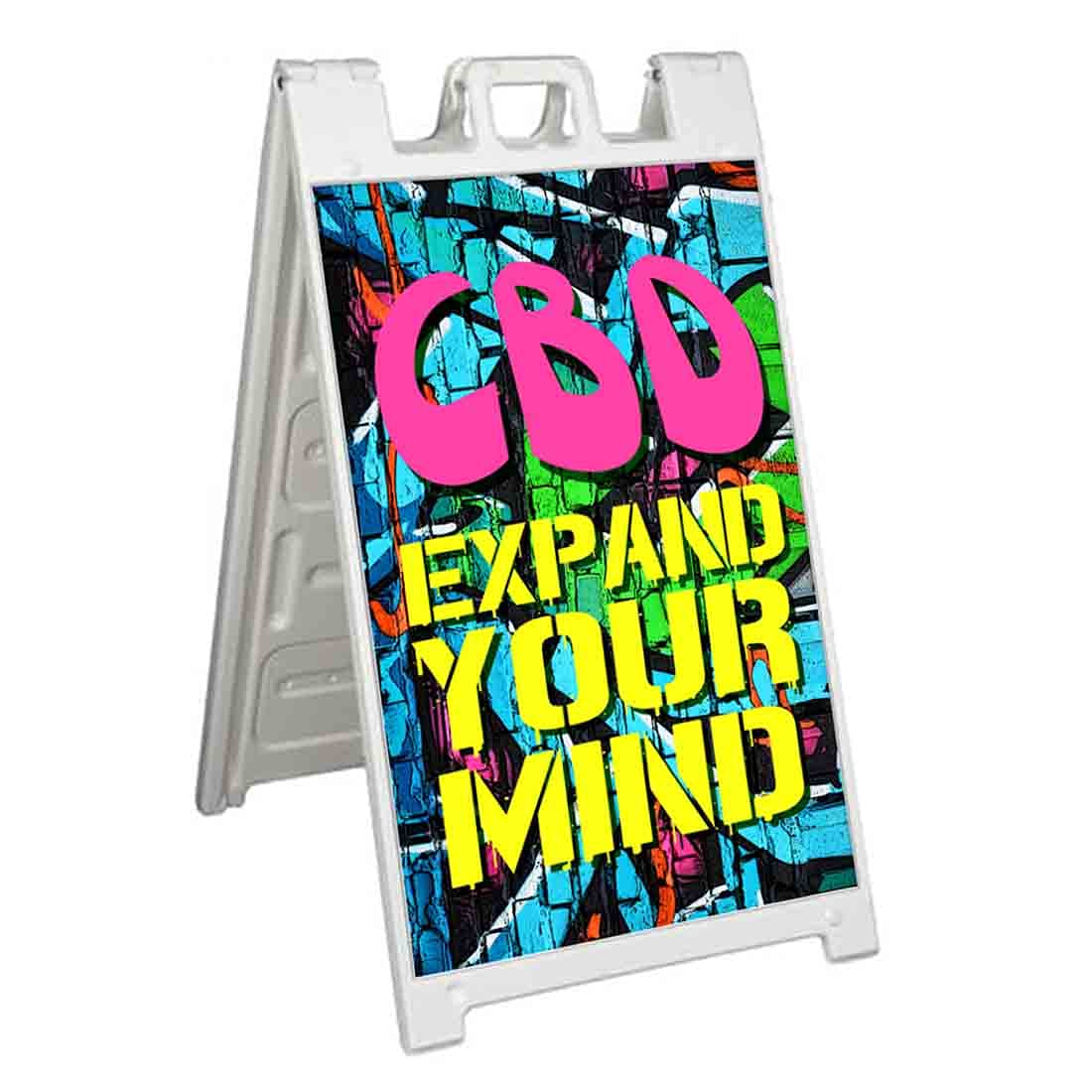 CBD Expand Your Mind 24x36 Inch A-Frame Sidewalk Sign with Applied Decal - Perfect for Storefronts, Events & Outdoor Advertising