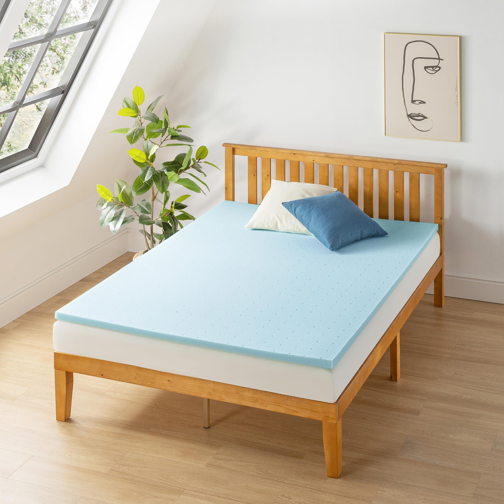 1.5 Inch Cooling Gel Memory Foam Mattress Topper - Ventilated & CertiPUR-US Certified for Short Queen Bed | Pressure Relief & Temperature Regulation | Perfect for Hot Sleepers & Back Pain Relief