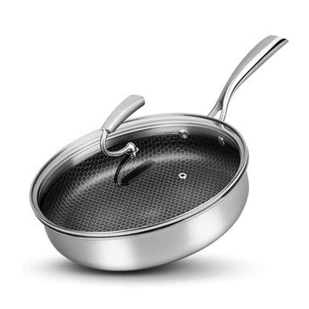 Premium Stainless Steel Cookware Set - 30cm Induction Compatible Fry Pan with Glass Lid for Home & Restaurant Use | Durable Nonstick Skillet for Searing, Frying & Sauteing | Perfect for Stovetop, Oven & Dishwasher Safe