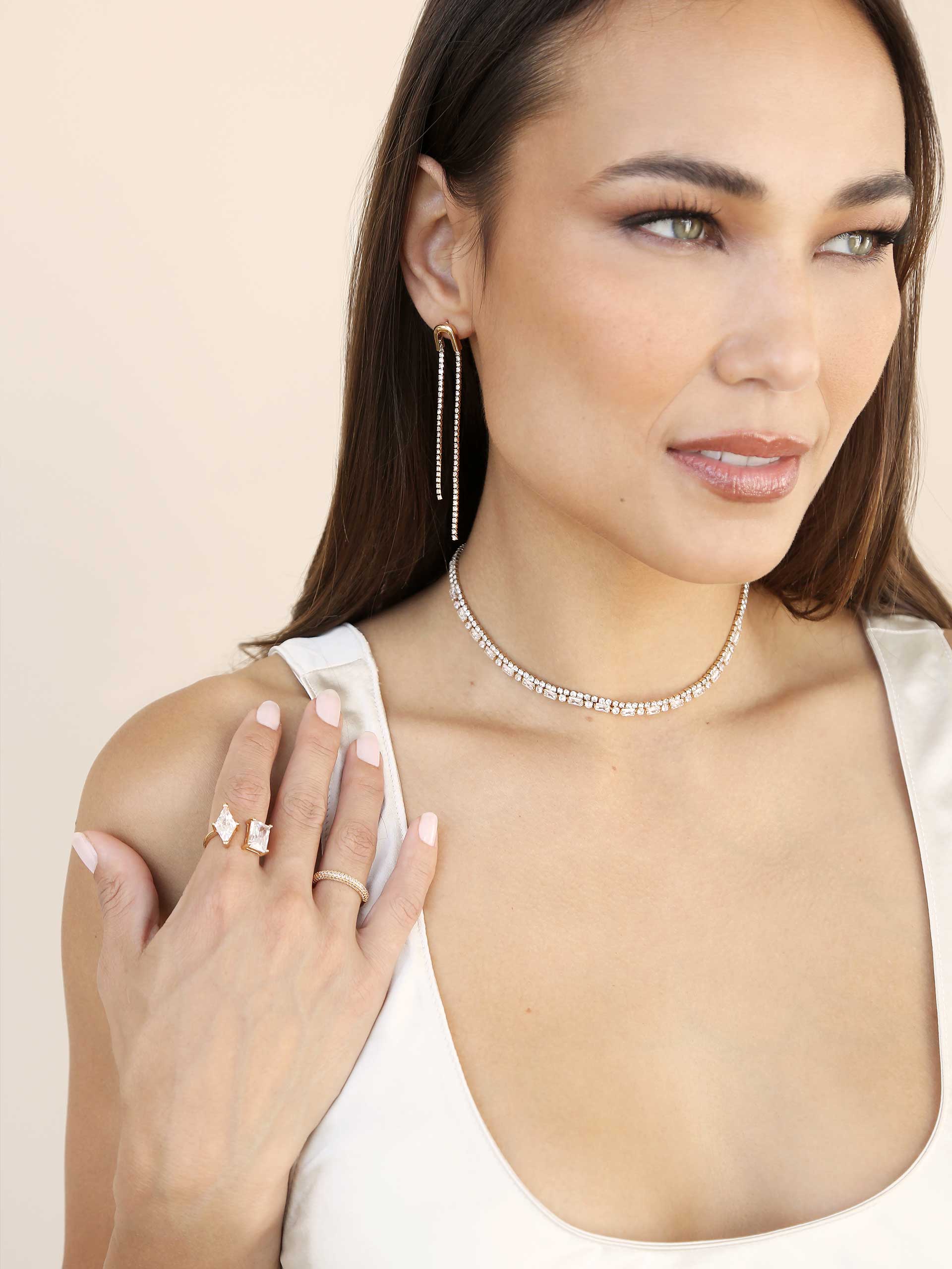 Elegant Crystal Strands Choker Necklace for Women - Dainty Layered Beaded Jewelry - Perfect for Parties, Weddings & Evening Events