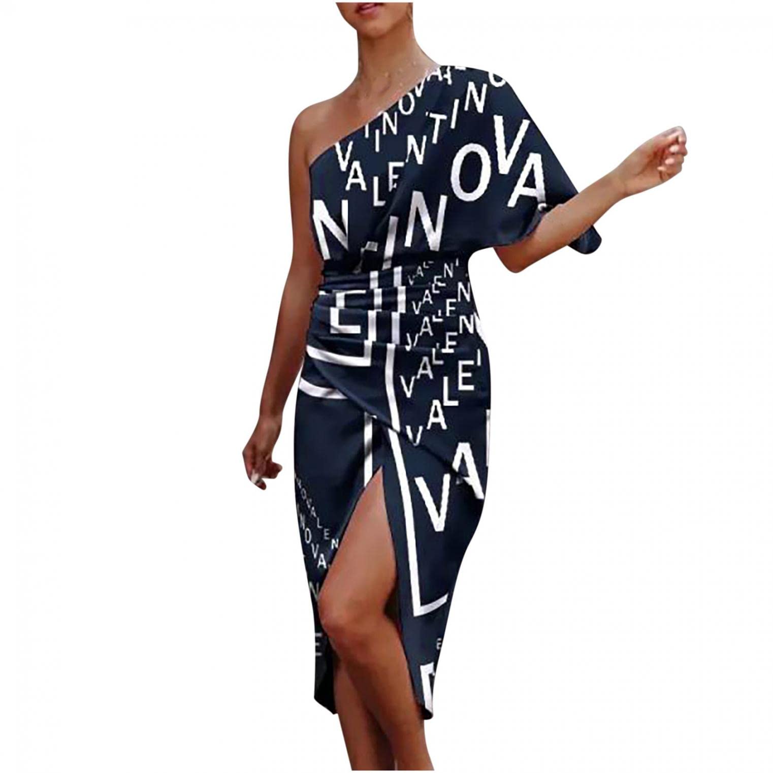 cllios Women's One Shoulder Ruched Waist Mini Wrap Dress - Summer Bodycon Party Club Dress for Night Out, Date Night & Cocktail Events
