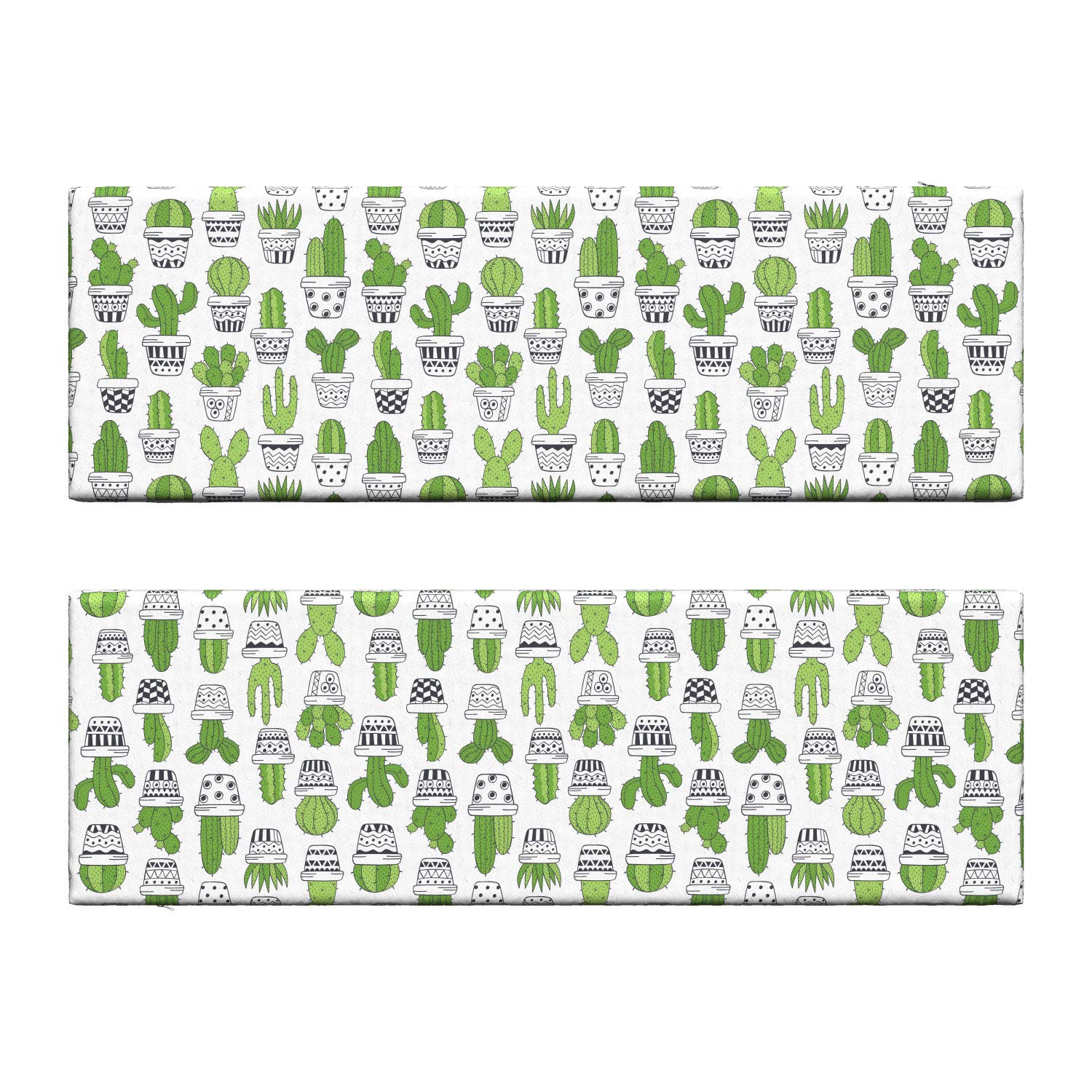 Ambesonne Cactus Bench Cushion Set of 2 - Succulent Spiky Cacti Doodle Patterned Outdoor Seat Cushions, 45