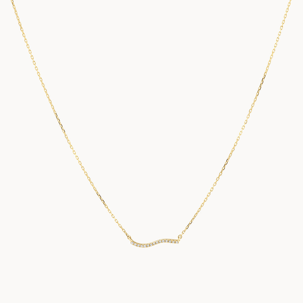 10k Gold Diamond Wave Necklace - Elegant Fine Jewelry for Women, Perfect for Weddings, Anniversaries & Special Occasions