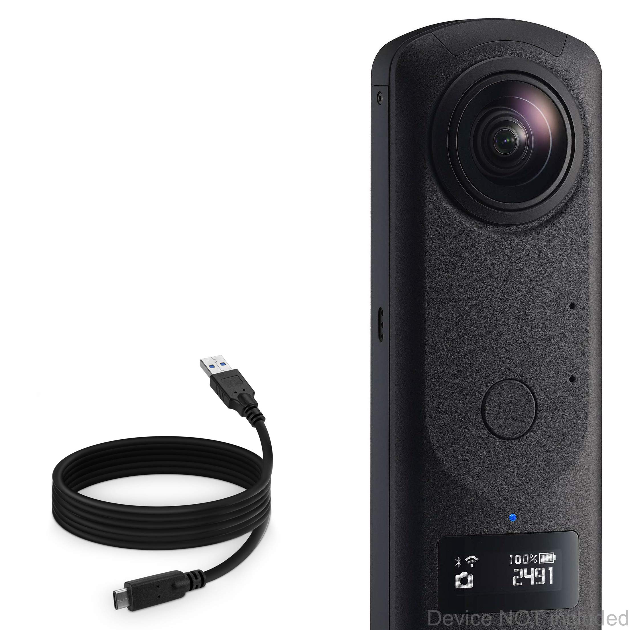 BoxWave USB 3.0 A to USB 3.1 Type C Cable for Ricoh Theta Z1 - 6ft Fast Charging & Data Sync Cable - Compatible with Ricoh Theta Z1 - Black - Perfect for Travel Photography & 360° VR Content Creation