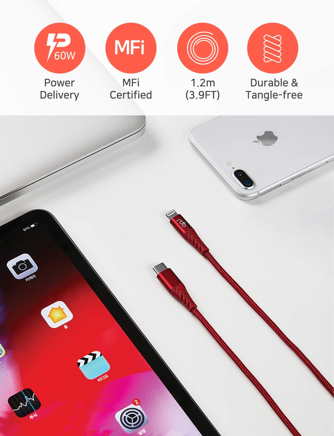 Apple MFi Certified Fast Charger Cable for iPhone 13/12 - USB C to Lightning & USB A Adapter with Anti-Lost Clip, 3.9ft PD Power Delivery Aluminum Cable (Midnight Blue) - Perfect for iPhone, iPad & AirPods Charging at Home, Office or Travel