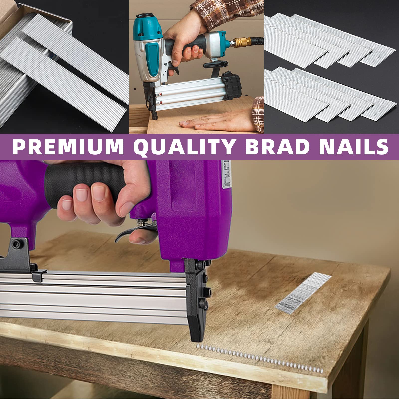 Swpeet 4800-Piece Galvanized Brad Nails Assortment Kit - 4 Sizes (5/8