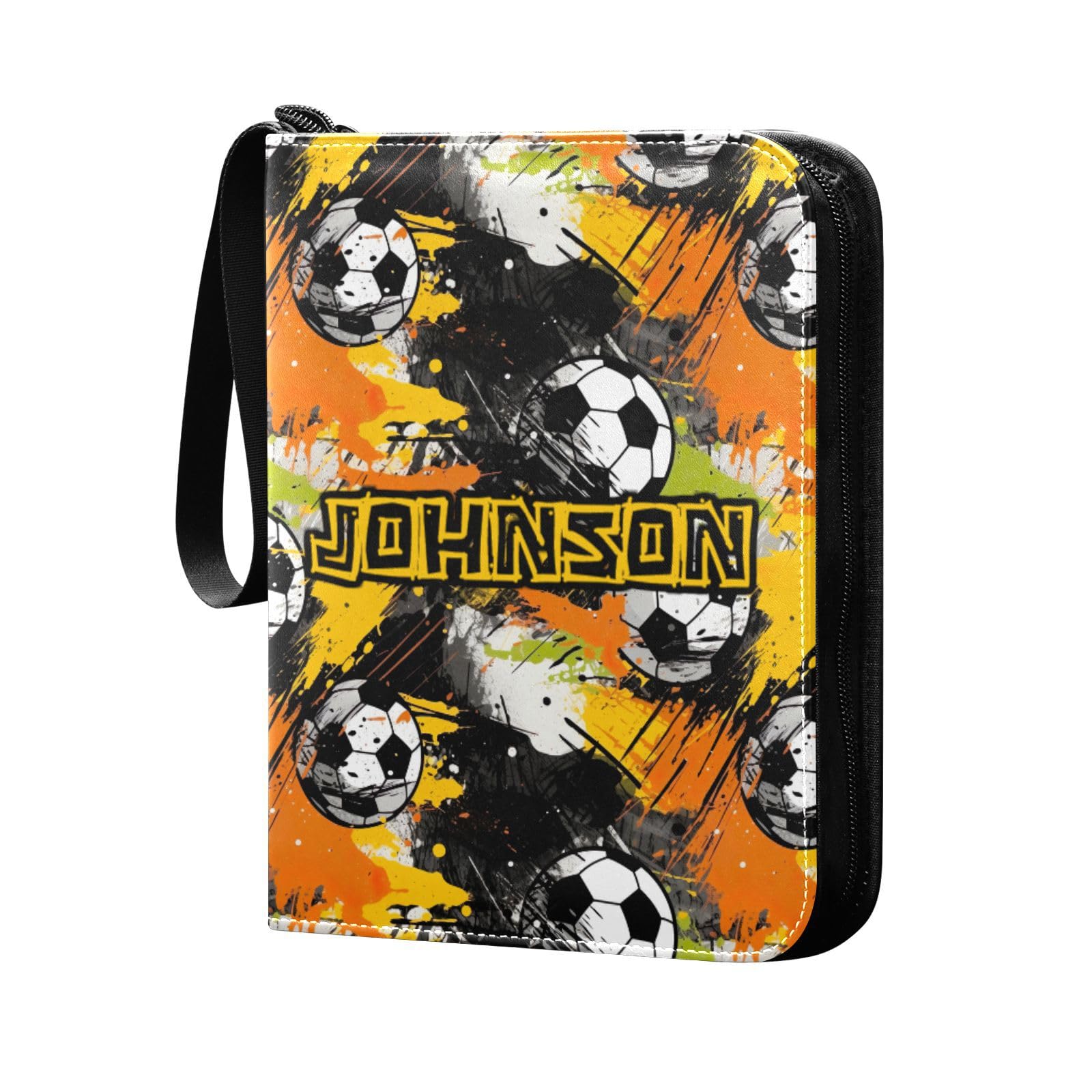 Custom Orange Soccer Football Trading Card Binder - Holds 400 Sports Cards | Personalized Baseball & Soccer Card Album Organizer | Perfect for Collectors & Card Storage