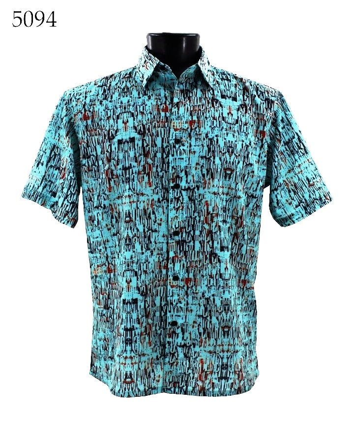 Bassiri Men's Short Sleeve Casual Shirt 5094 - Breathable Cotton Comfort Fit for Summer, Office & Outdoor Activities