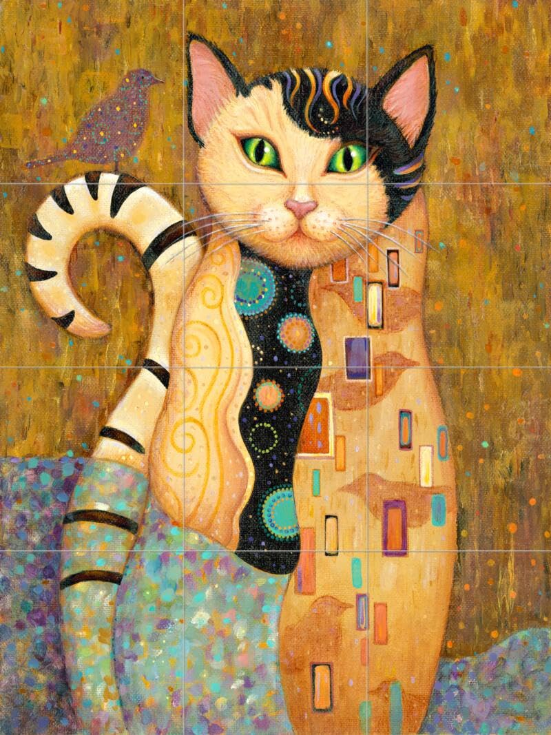 Ceramic Backsplash Tile Mural - Hand-Painted Cat Design for Kitchen & Bathroom - Audubon Collection by Marjorie Sarnat - Perfect for Home Decor & Renovation Projects