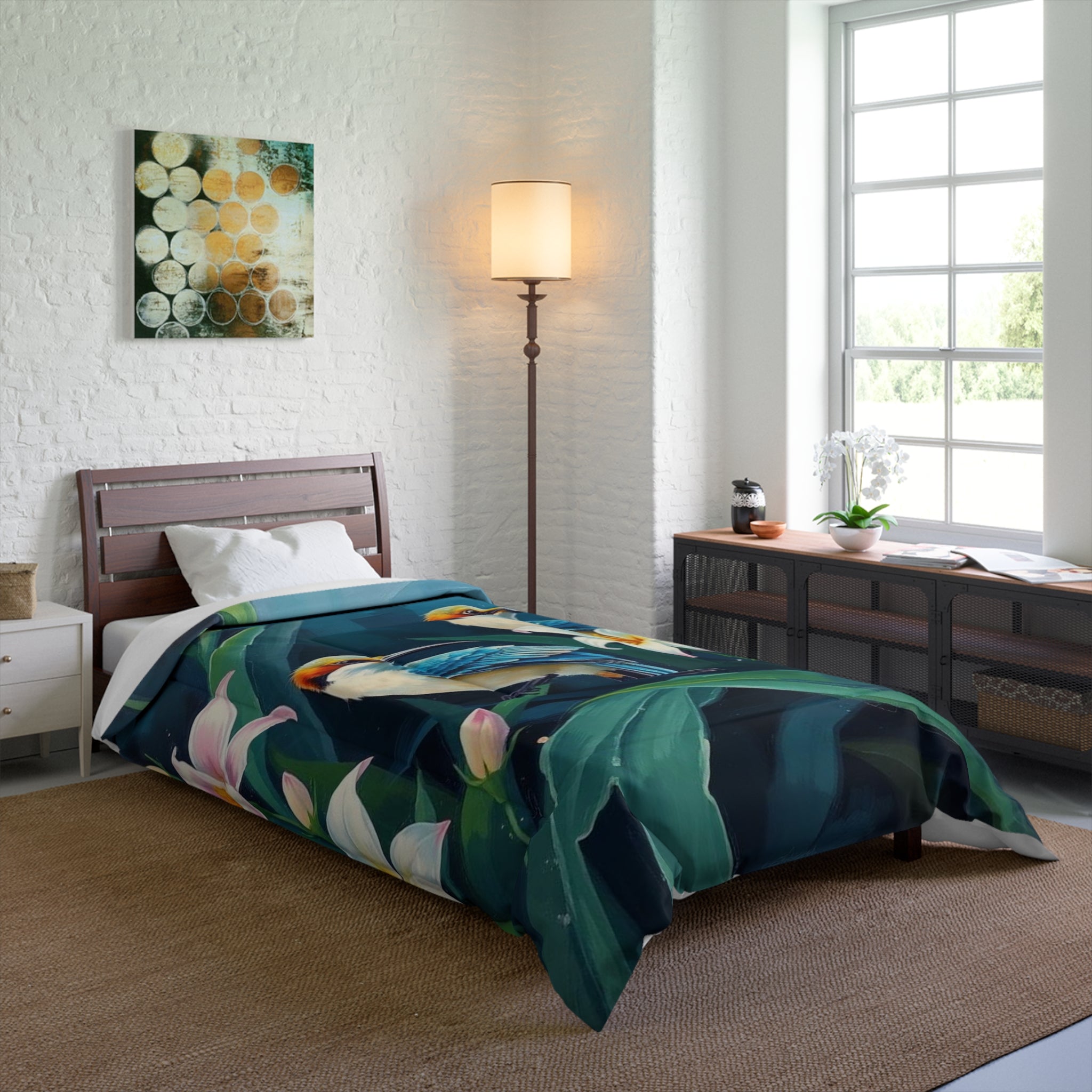Birds Comforter Set - Cozy Botanical Print Bedding for Nature Lovers | Soft Duvet Cover for Bedroom Decor, Perfect for Spring & Summer