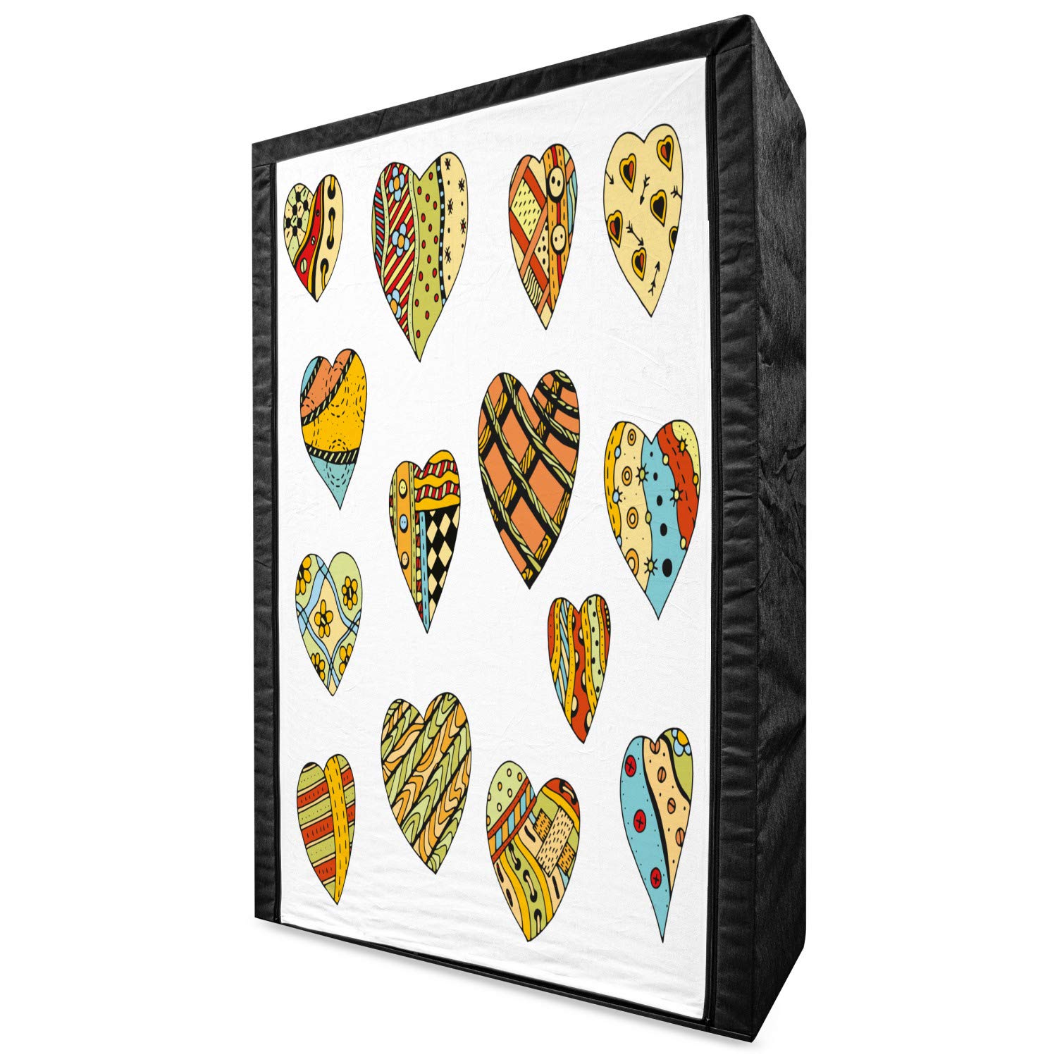 Ambesonne Valentine Portable Fabric Wardrobe with Hand-Drawn Heart Patterns | 42.5