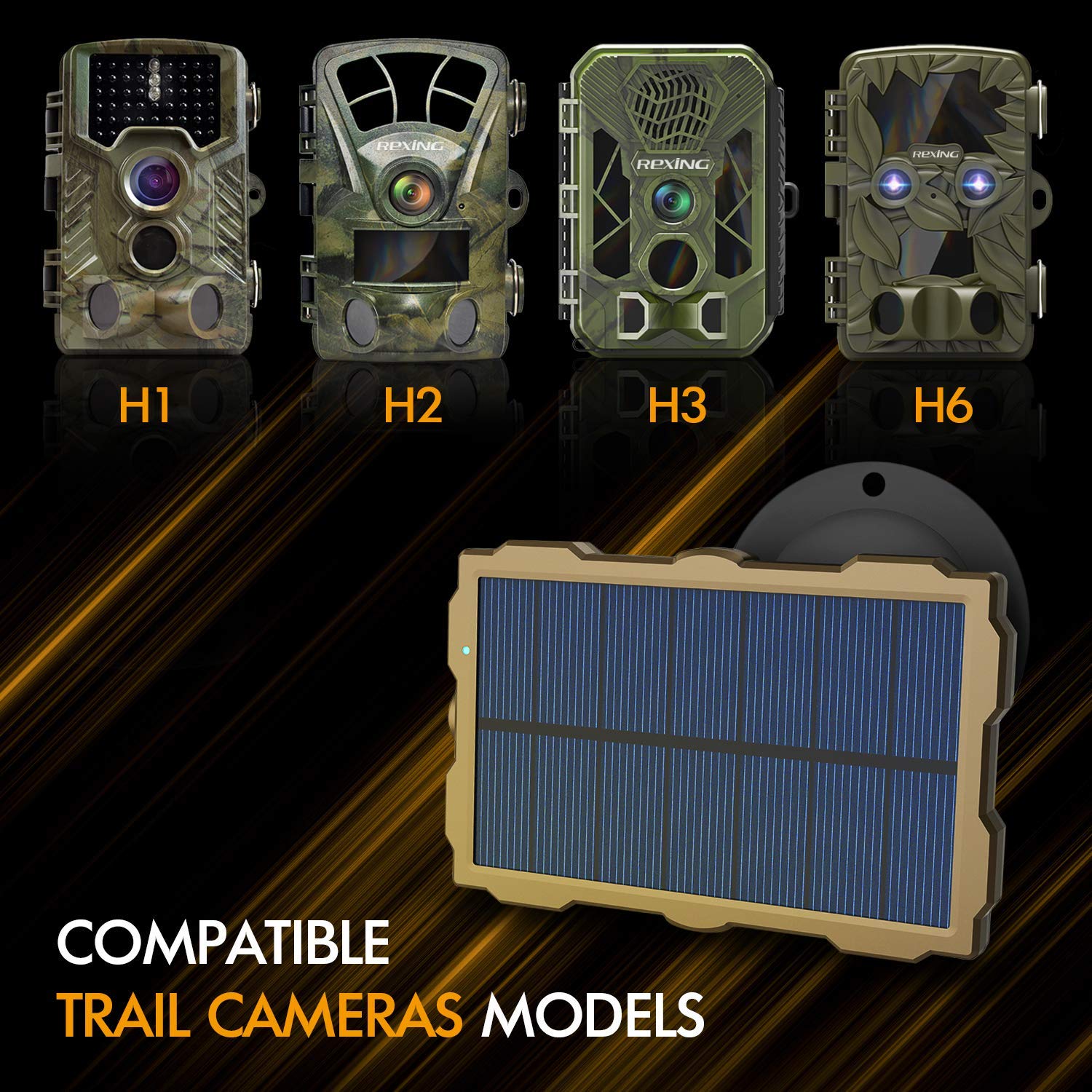 REXING 6V 1700mAh Solar Panel Charger with Rechargeable Battery - IP66 Waterproof Outdoor Solar Power Supply for Trail Cameras, Hunting & Security Cameras - Perfect for Remote Wildlife Monitoring & Home Surveillance
