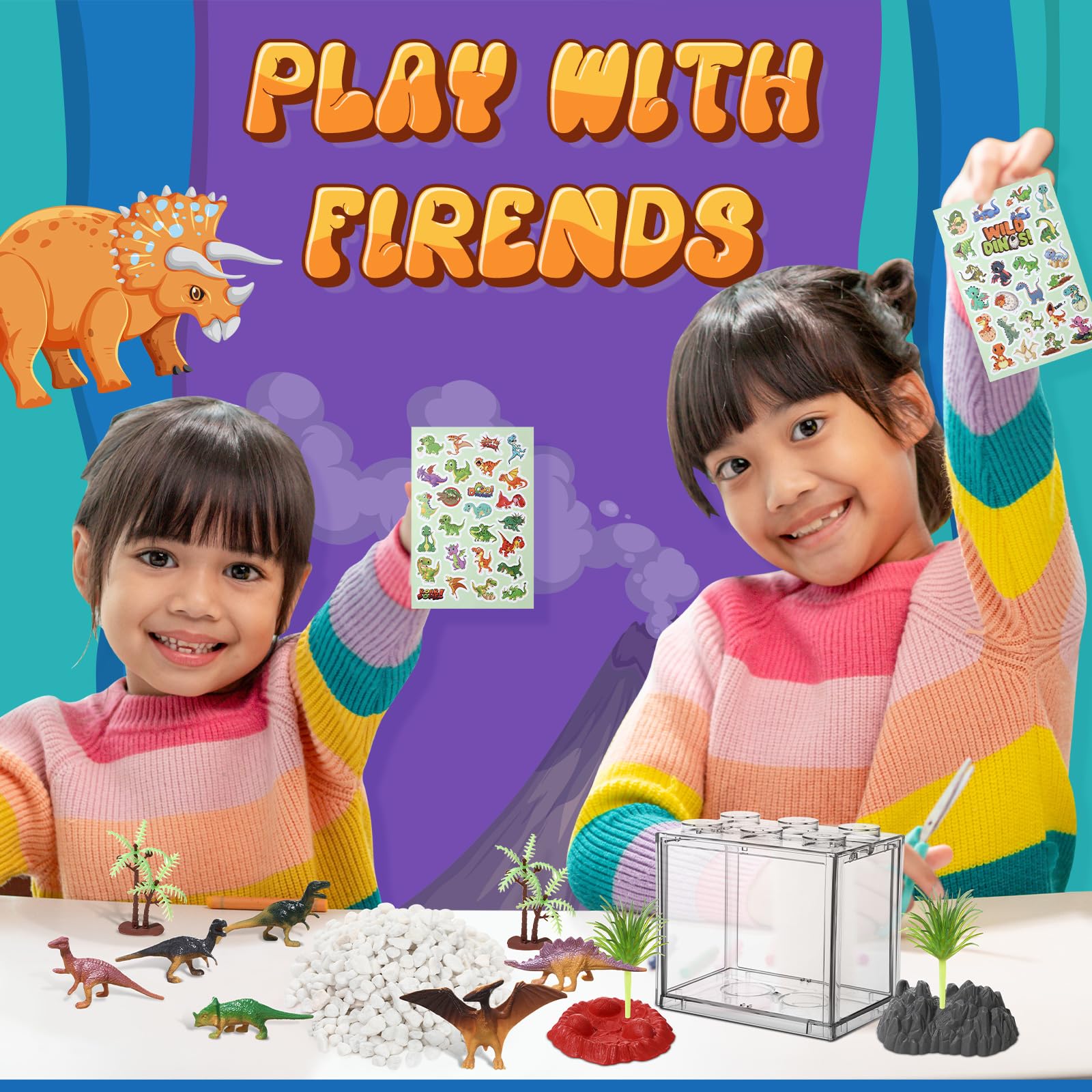 DIY Light Up Dinosaur Terrarium Kit - Create Your Own Dinosaur Habitat with LED Lights | STEM Educational Science Craft for Kids | Perfect Birthday Gift for Boys & Girls | Fun Home Decor & Classroom Activity