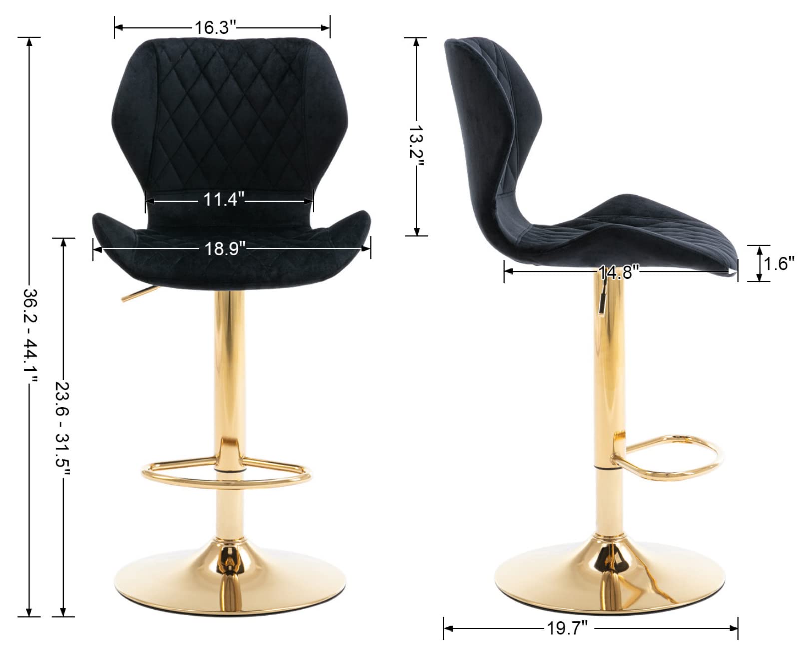 EALSON Velvet Bar Stools Set of 4 - 30
