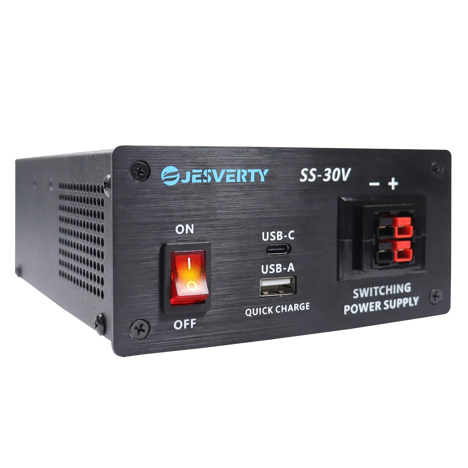 30A DC Regulated Bench Power Supply 13.8V with USB/Type-C Quick Charge - Universal AC-DC Converter for HAM Radio, Electronics Testing & DIY Projects - Compact Design with Anderson Connectors & 1/4