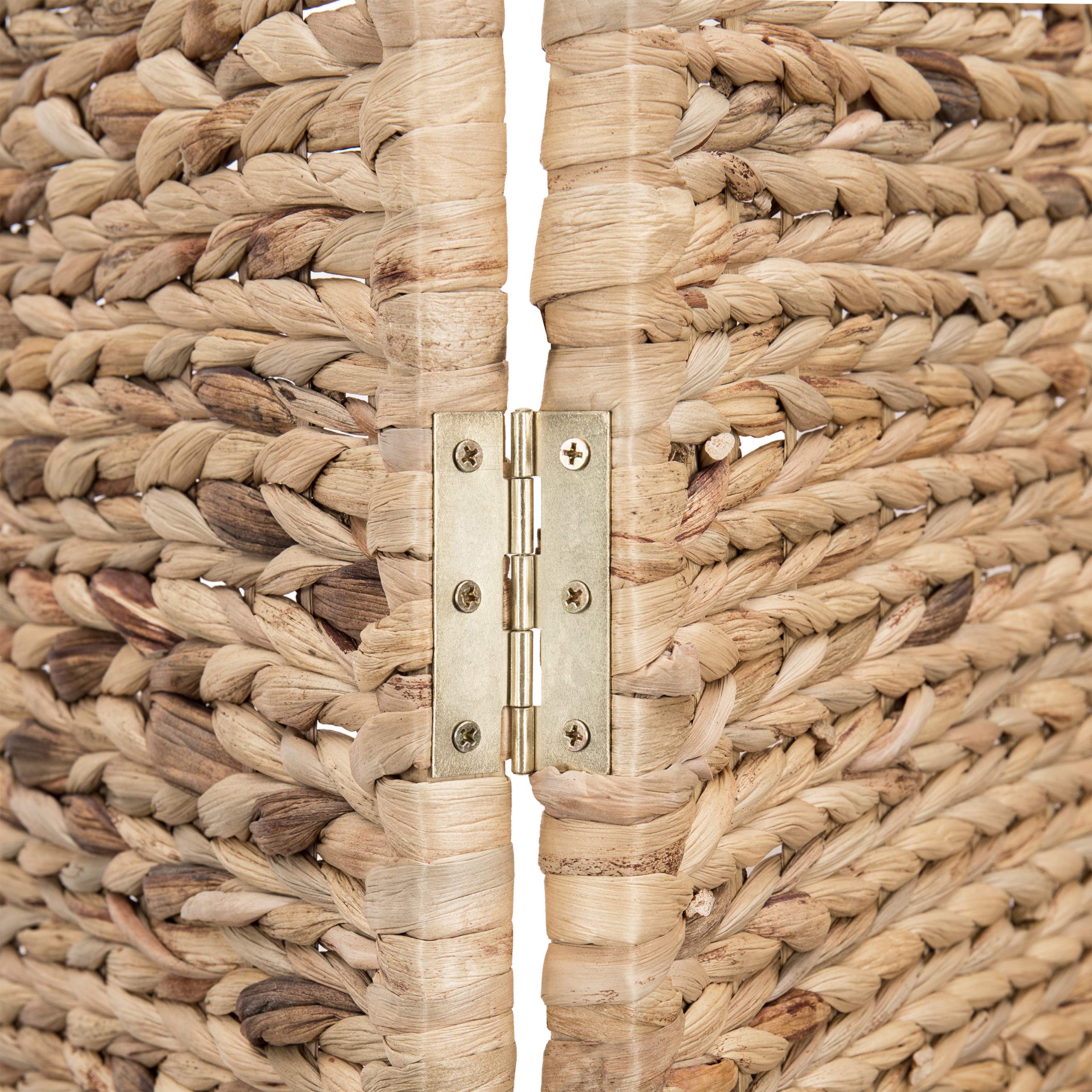 MyGift Handwoven Seagrass 3-Panel Room Divider Screen with Solid Wood Frame - Foldable Partition for Living Room, Bedroom, Office Privacy - Natural Brown Home Decor