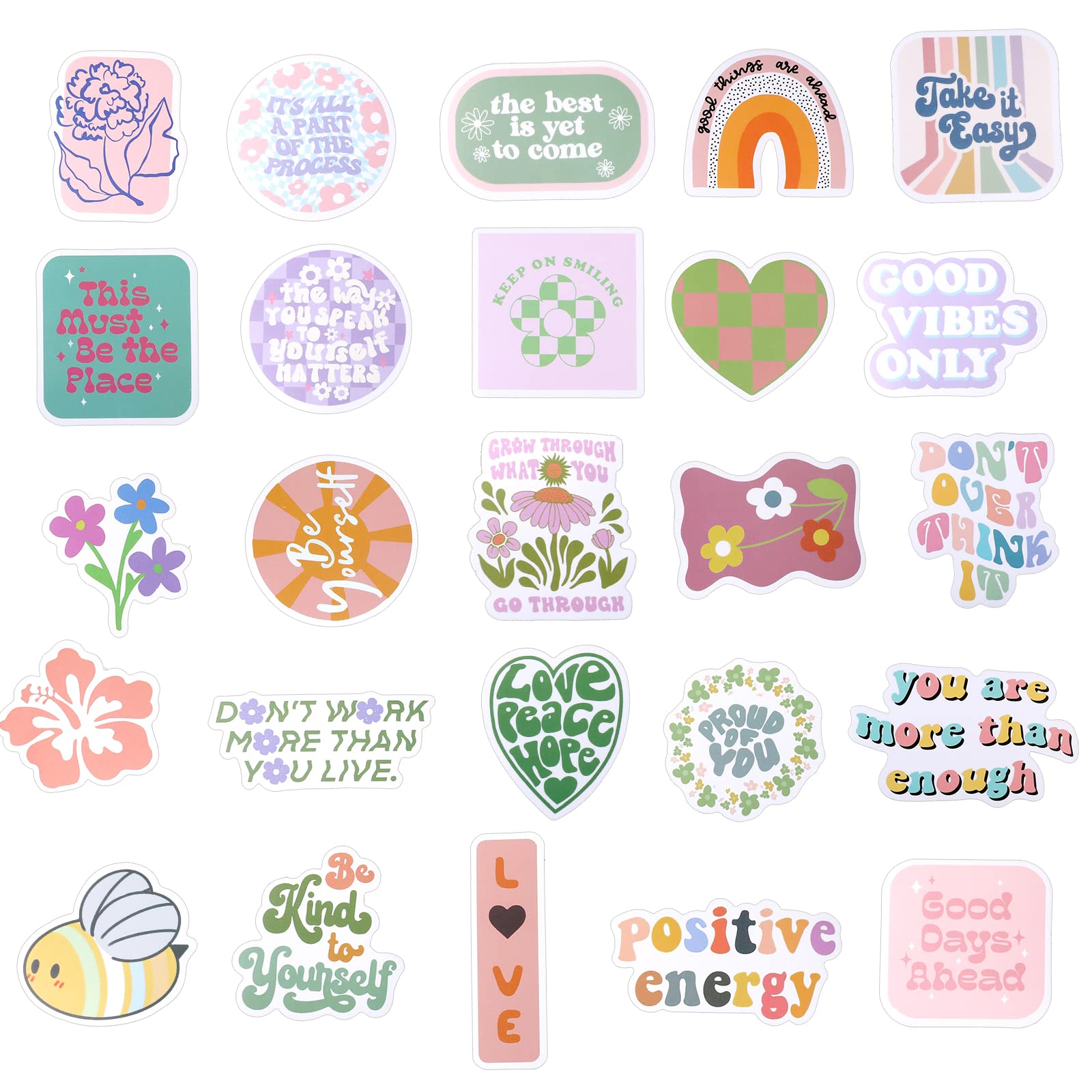 100PCS Pink Motivational Vinyl Waterproof Stickers - Inspirational Decals for Laptop, Water Bottle, Phone, Car, Hard Hat | Durable Adhesive for Adults, Women, Teens & Kids | Perfect for School, Office, Gym & Personal Belongings