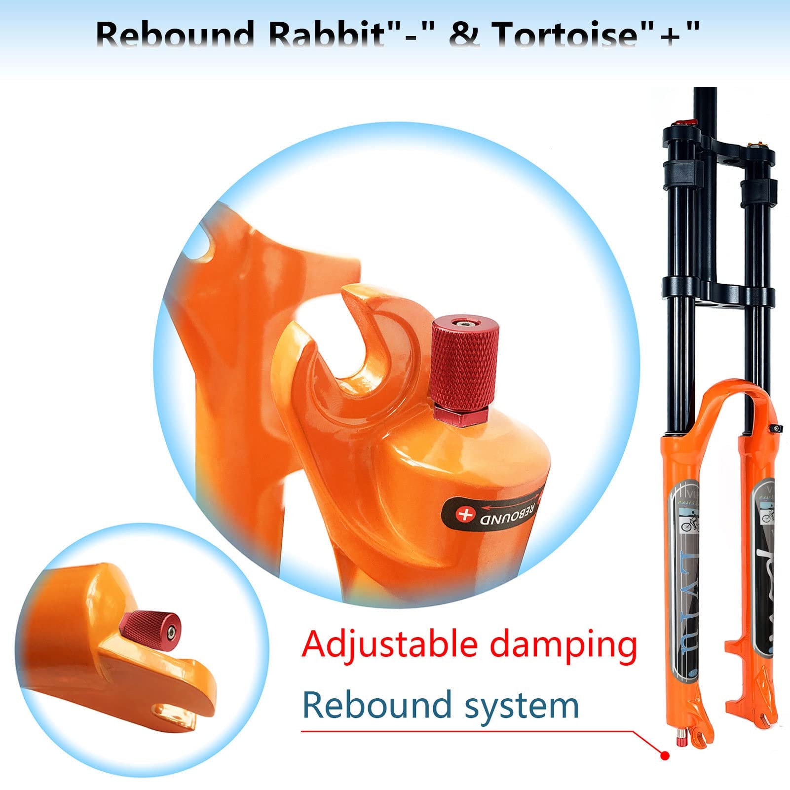 **26/27.5/29 Inch Bike Front Fork - 180mm Travel Air DH Downhill Suspension Forks with Straight Tube, Shock Absorber & Rebound Adjust (Orange, 29 in) - Perfect for Mountain Biking, Trail Riding & Downhill Racing**