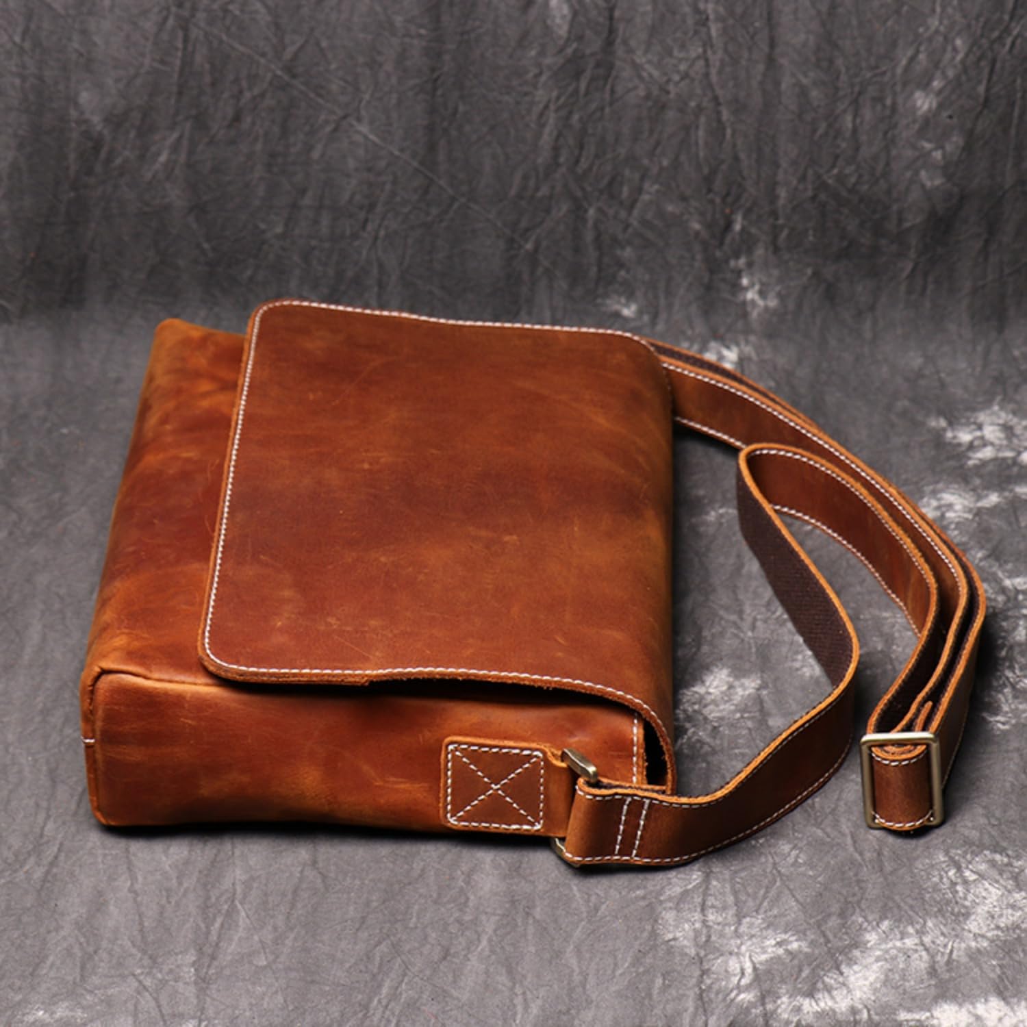 Genuine Leather Men's Messenger Bag - Crossbody Shoulder Bag for Men, Crazy Horse Leather Handbag Purse - Perfect for Work, Travel & Daily Commute