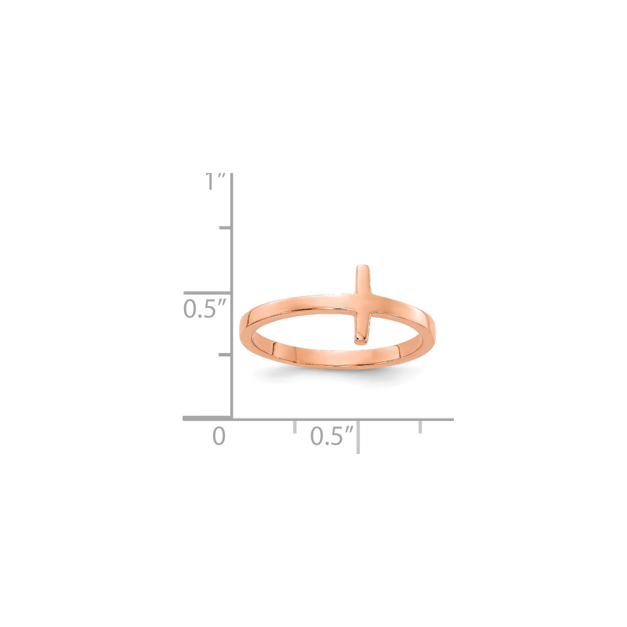 14K Rose Gold Sideways Cross Ring for Women - Size 7 - Dainty Minimalist Cross Jewelry - Perfect for Everyday Wear, Gifts & Special Occasions