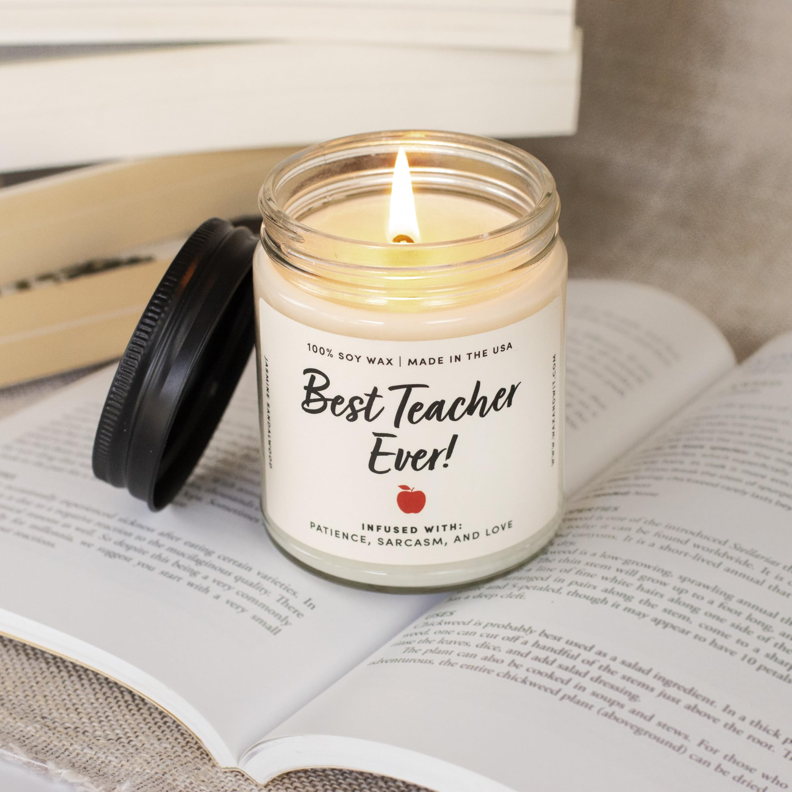 Premium Jasmine Sandalwood Soy Wax Candle - 9oz, 50-Hour Burn Time, Teacher Appreciation Gift for Women - Infused with Patience, Sarcasm & Love | Perfect for Classrooms, Teacher's Lounge, Relaxation & Aromatherapy