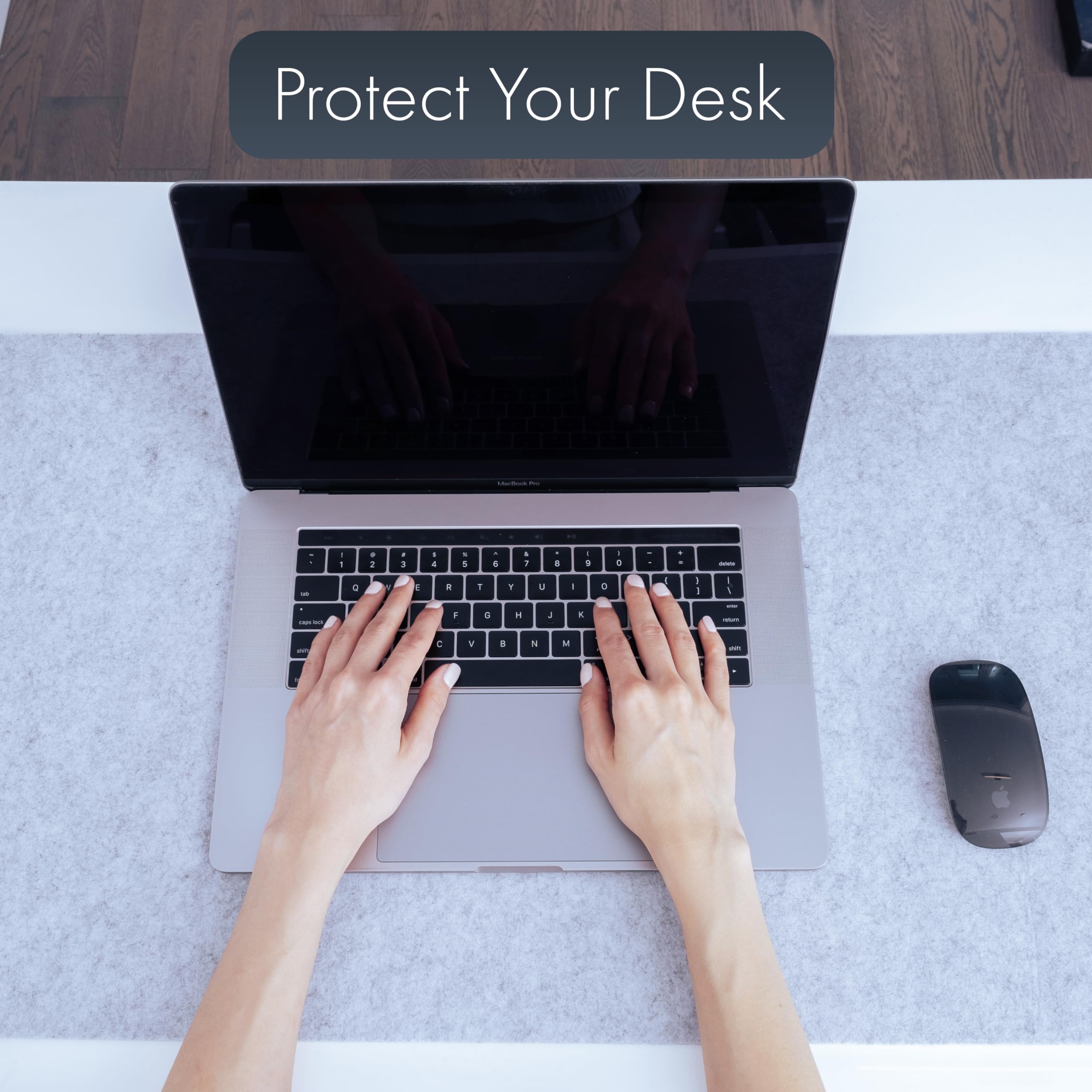 Non-Slip Felt Desk Mat - Light Gray Extra Large Office Desk Pad for Computer Keyboard & Mouse - Perfect for Home Office, Gaming & Workspace Protection