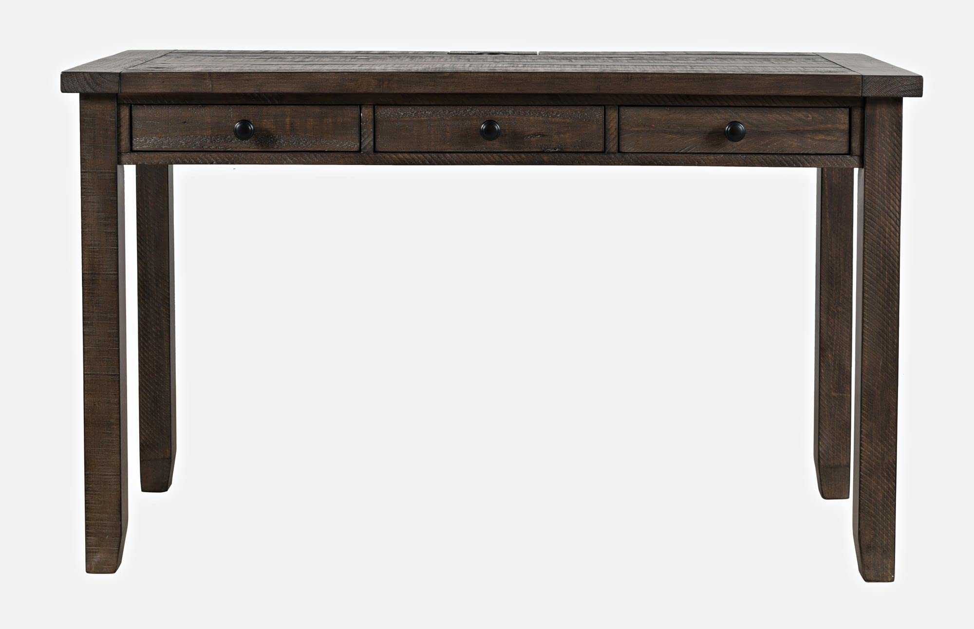 Jofran Madison County Reclaimed Pine USB Charging Farmhouse Wood Office Desk in Barnwood Brown - Rustic Home Office Furniture with Built-in USB Ports for Modern Workspaces