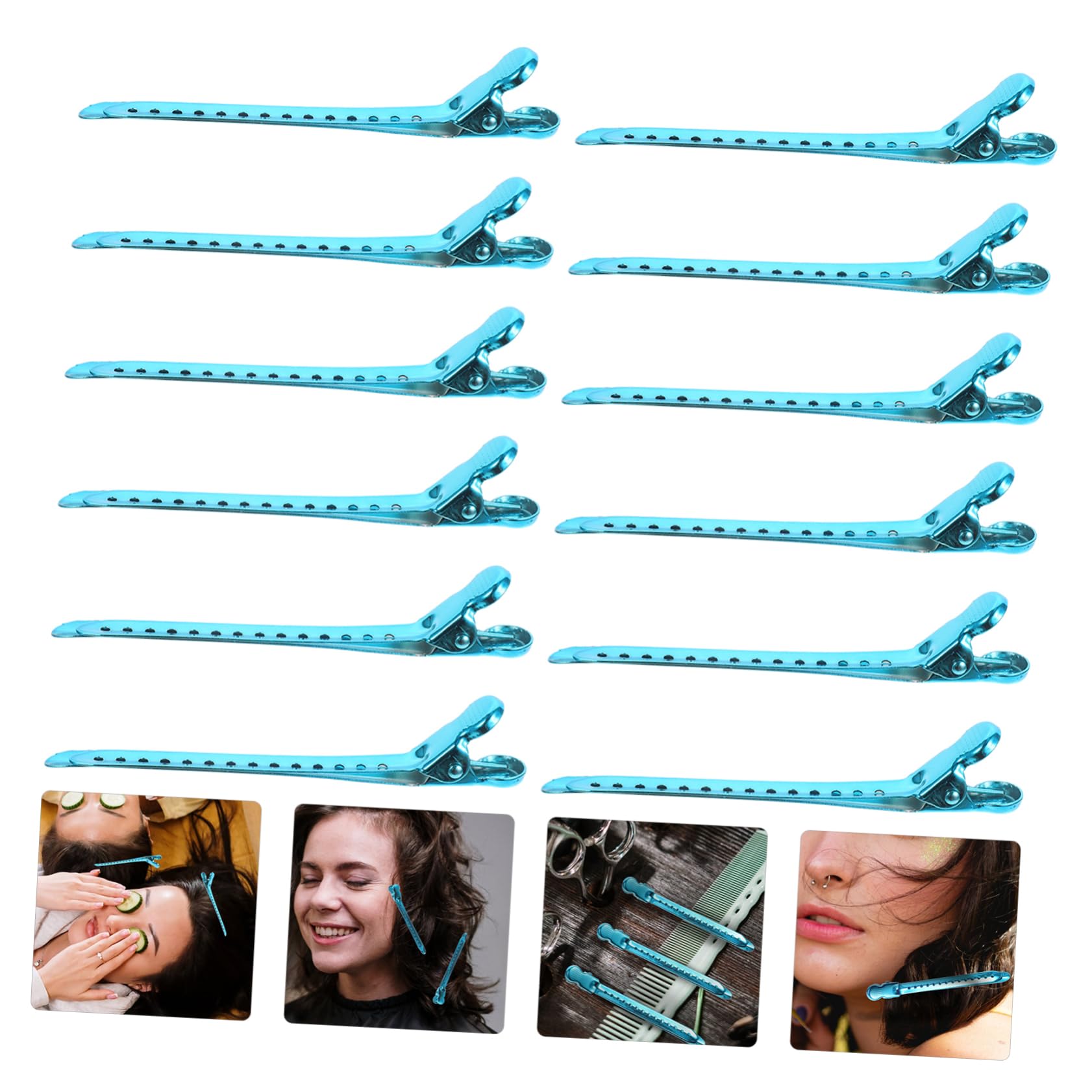 POPETPOP Salon Hair Clips 12pcs - Stainless Steel Hairdressing Clips for Haircut Sectioning - Perfect for Styling & Coloring
