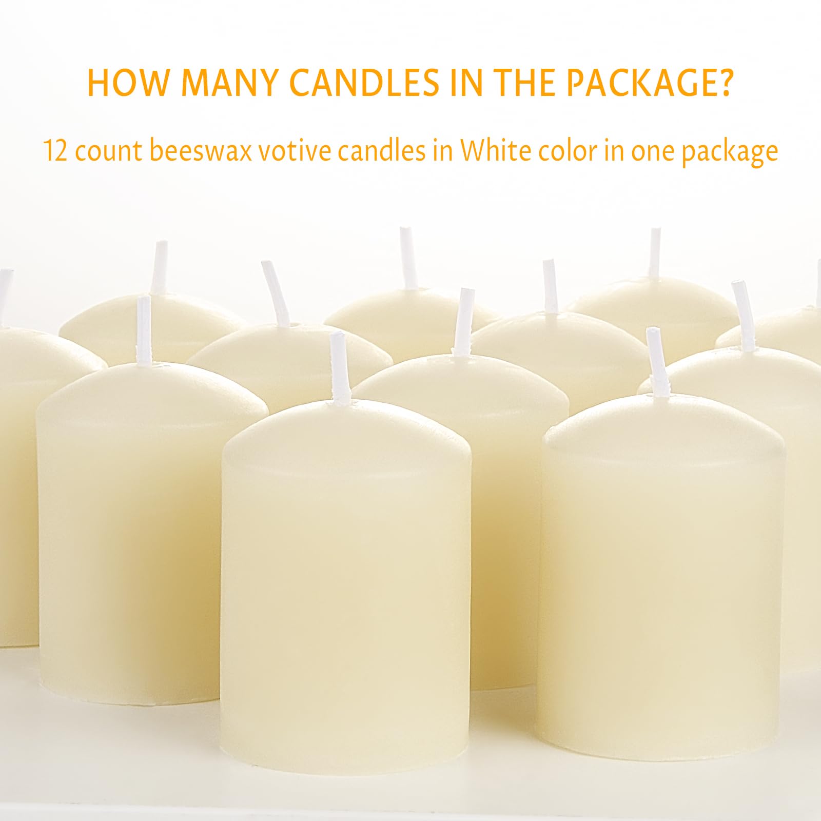 Natural Beeswax Candles - Dripless, Smokeless for Home & Parties (Pack of 12)