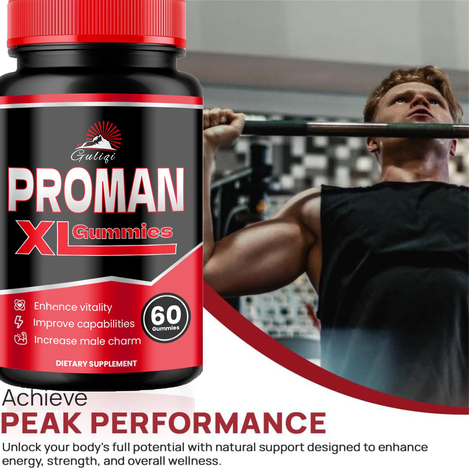 Proman XL Gummies for Men - 60 Count | Natural Energy & Performance Booster | Perfect for Workouts, Focus & Daily Vitality