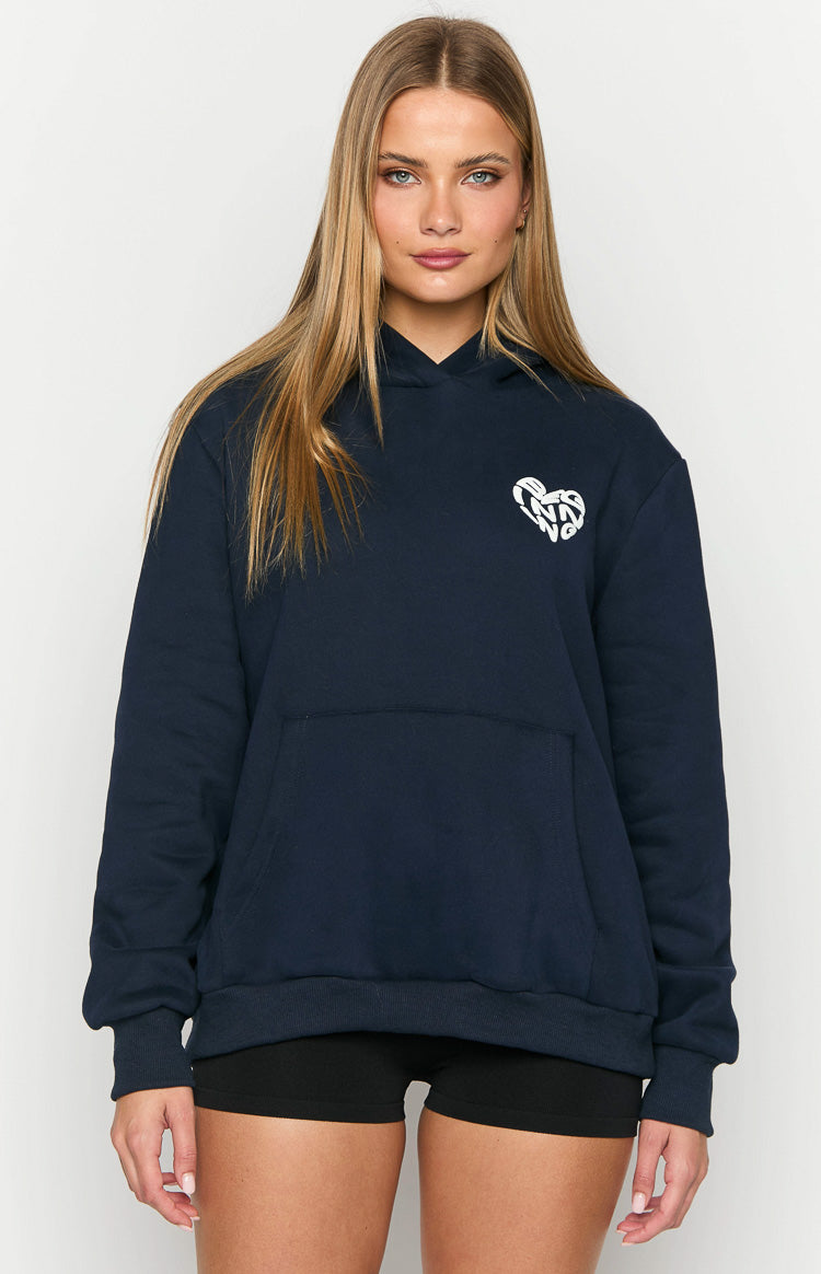 Beginning Navy Lovey Bubble Hoodie - Soft & Cozy Pullover for Women & Men | Perfect for Casual Wear, Loungewear & Outdoor Activities