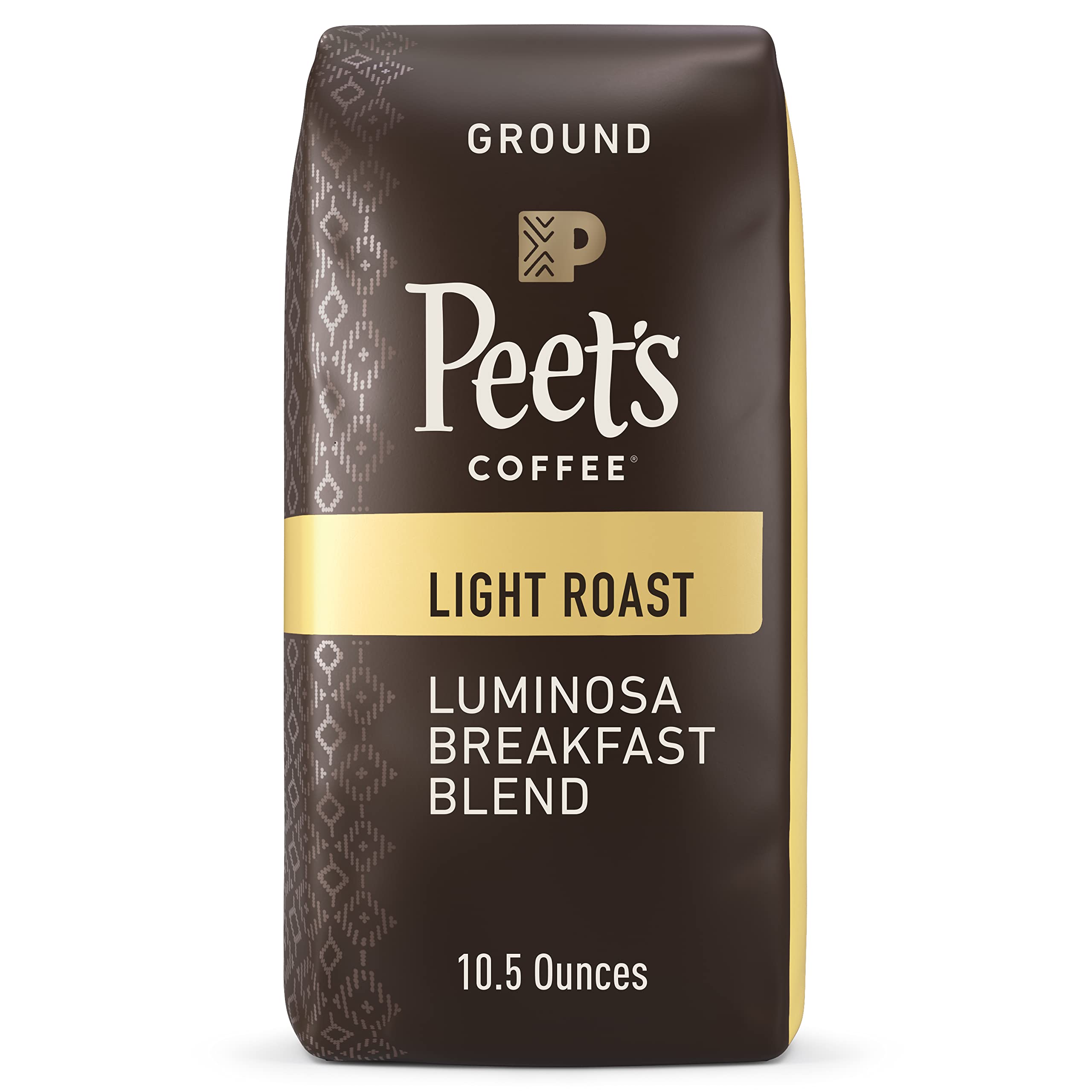Peet's Coffee Luminosa Breakfast Blend Light Roast Ground Coffee - 10.5oz Bag | Bright & Balanced Flavors for Morning Brew, Office Coffee & Home Baristas