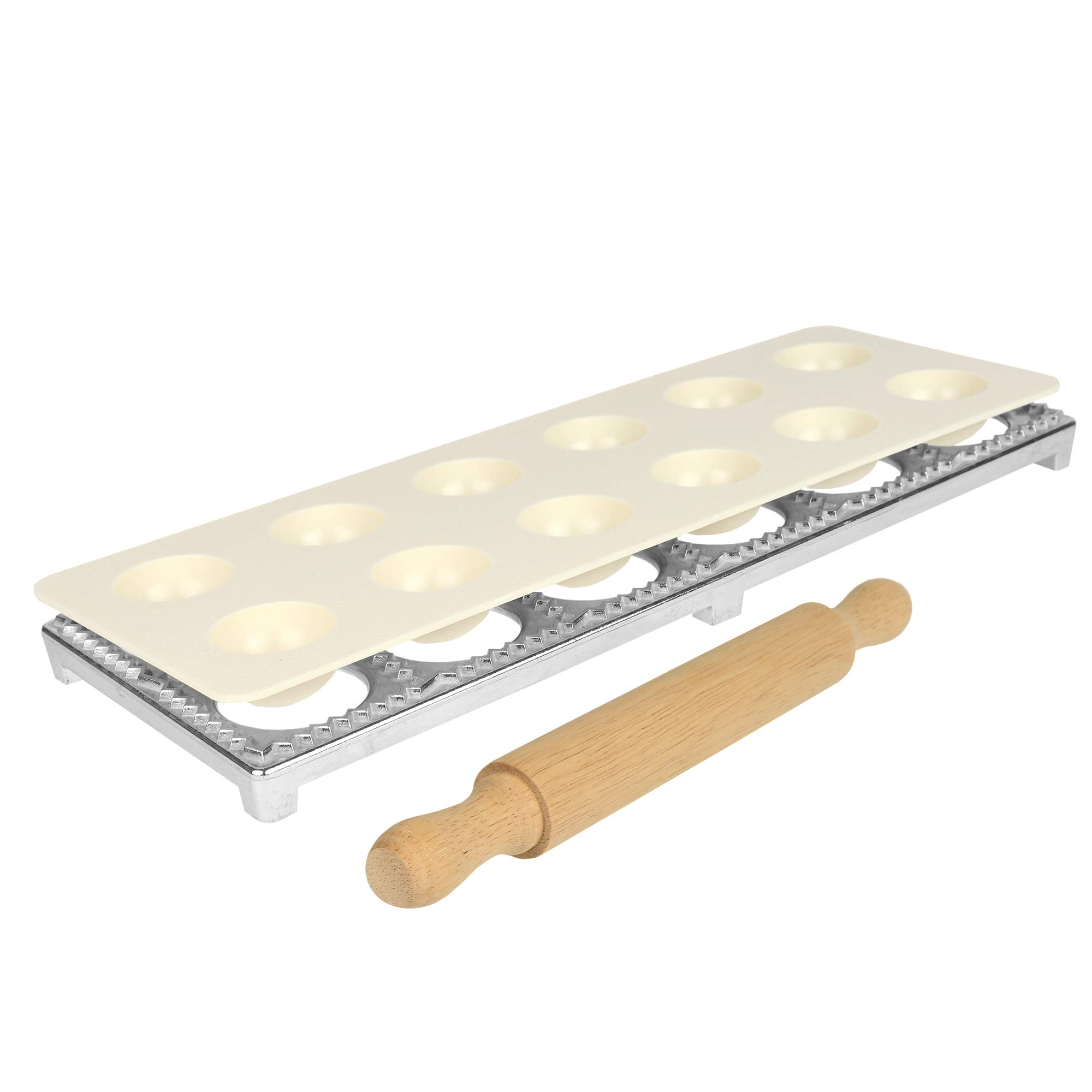 O'Creme 2-Inch Stainless Steel Ravioli Maker Pasta Press - 12 Square Cavities for Homemade Italian Dumplings | Perfect for Kitchen, Restaurant & Gift Giving