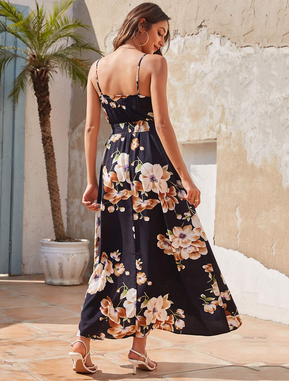 Aigeman Women's Spaghetti Strap Backless Satin Maxi Dress - Elegant Summer Wedding Guest & Cocktail Party Dress for Beach Vacations, Date Nights & Formal Events 7291