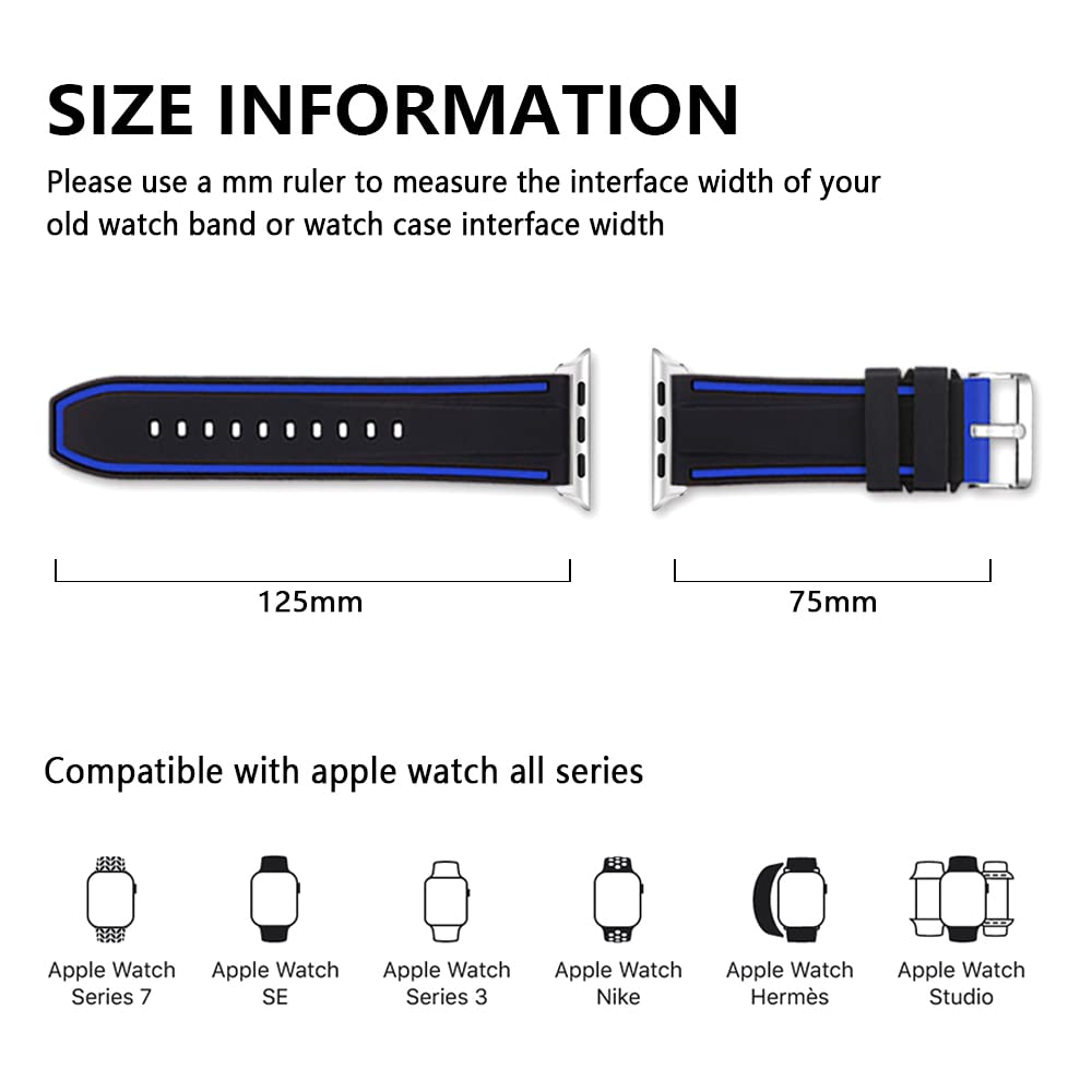 Compatible with Apple Watch Bands 49mm 45mm 44mm 42mm 41mm 40mm 38mm - Soft Silicone Sport Strap for iWatch Series Ultra 2/SE/10/9/8/7/6/5/4/3 - Durable Sweatproof Replacement Watch Band for Men & Women - Perfect for Running, Gym Workouts & Outdoor Activities