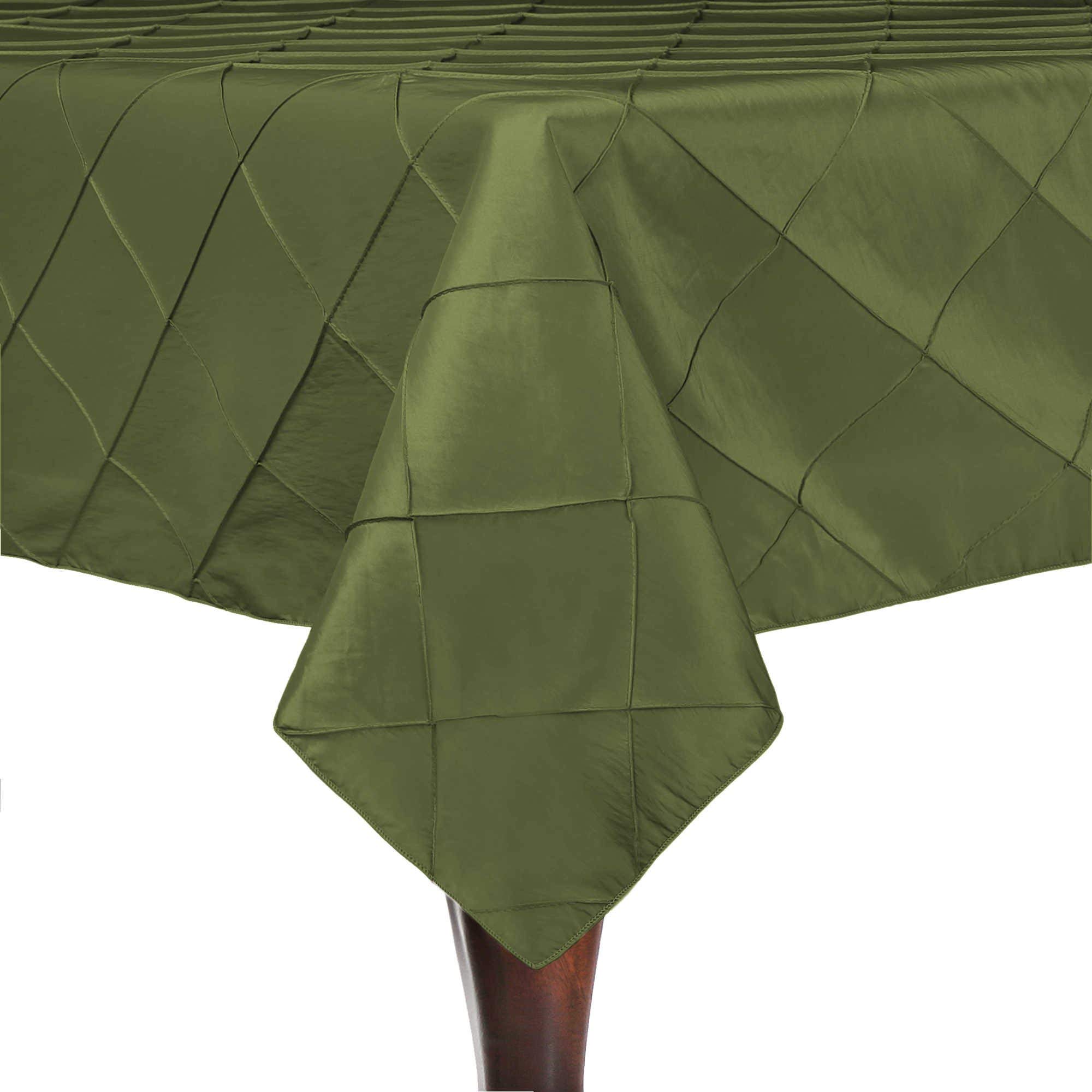 Premium Embroidered Pintuck Taffeta Tablecloth 48x52 Inch - Moss Green Rectangular Table Cover for Dining, Wedding & Special Events