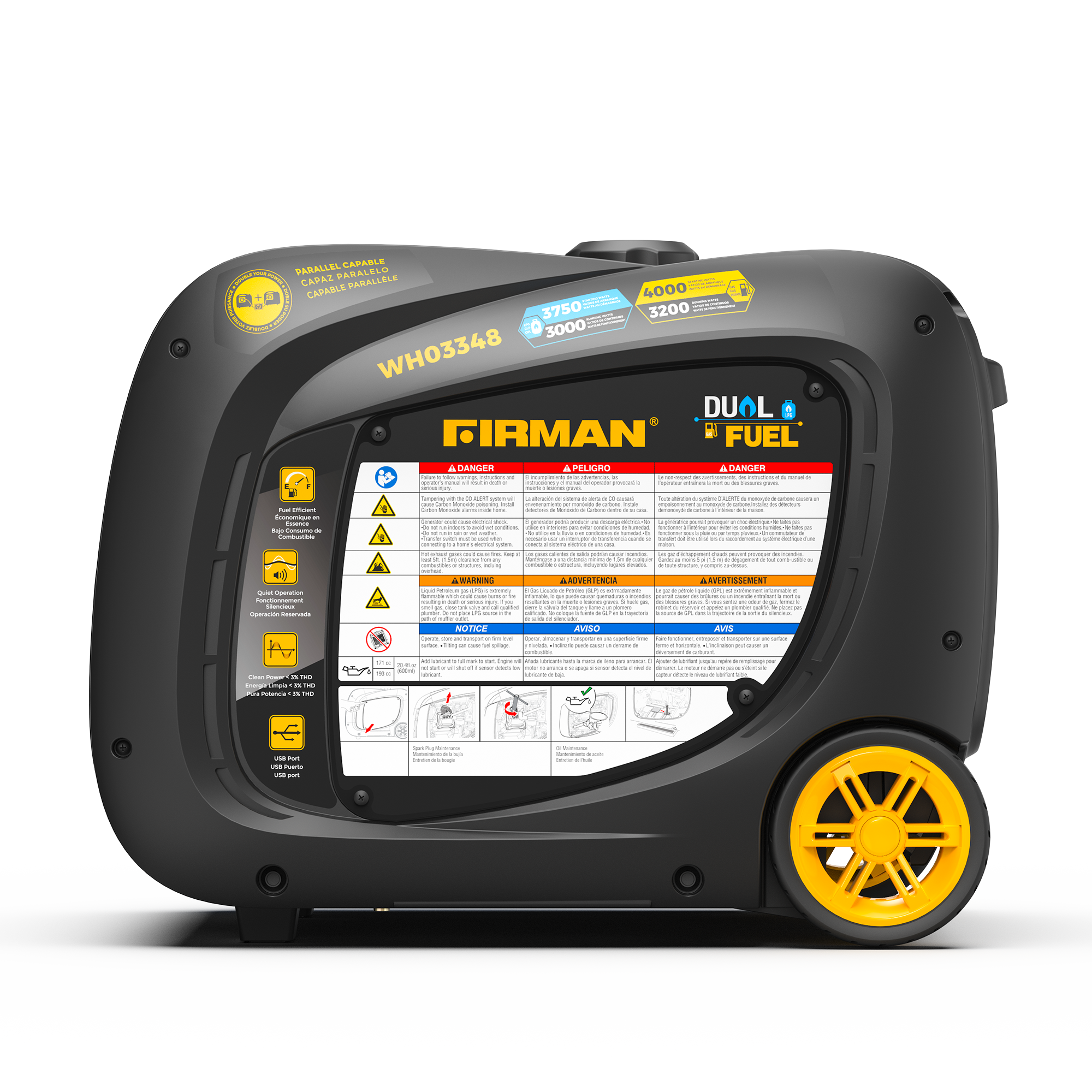 4000W Dual Fuel Inverter Generator with Electric Start & CO Alert - Portable Power for Camping, RV Trips & Emergency Backup