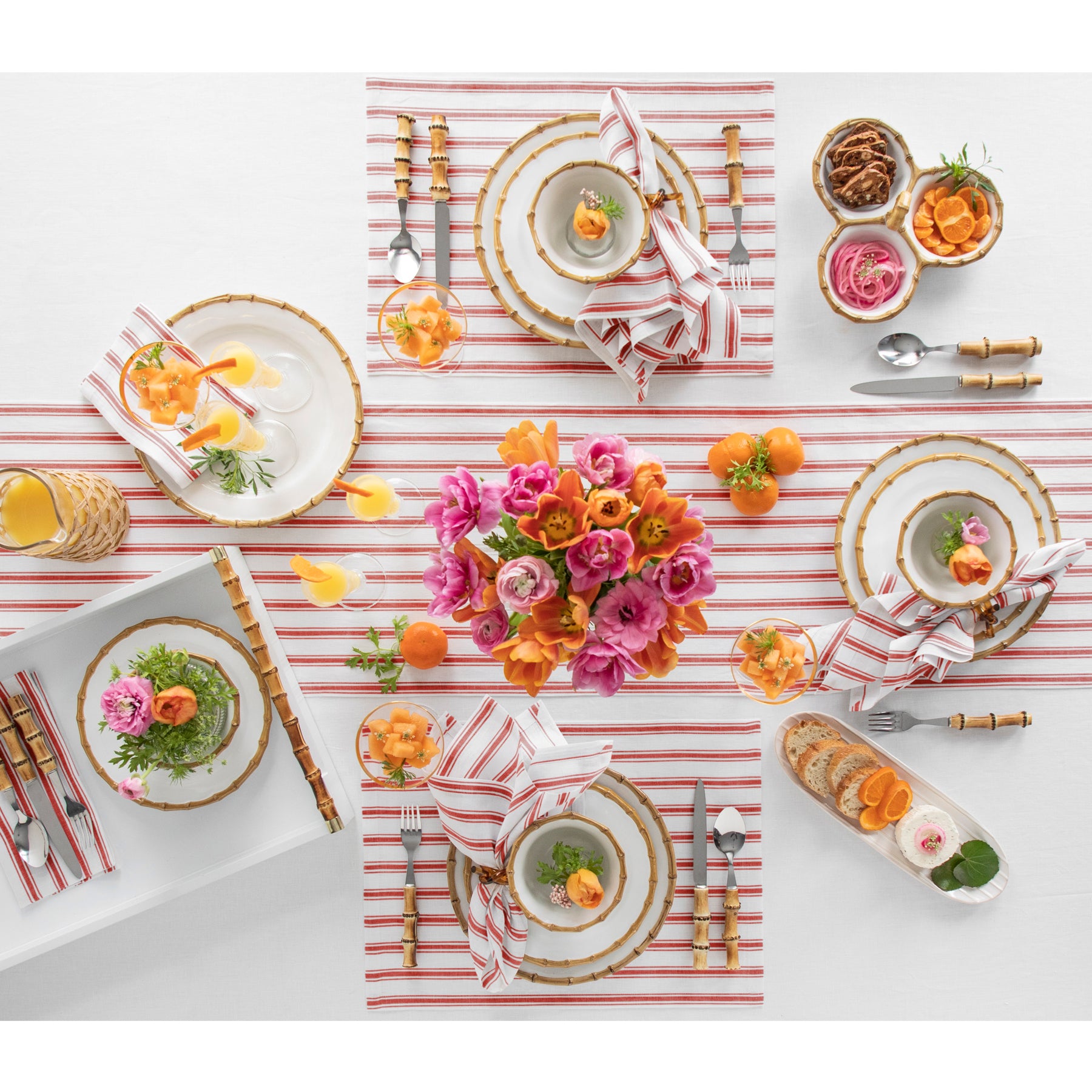 Stylish Capri Ticking Stripe Placemats - Set of 4 Cotton Table Mats for Dining & Kitchen Decor - Perfect for Farmhouse, Coastal, or Modern Home Settings