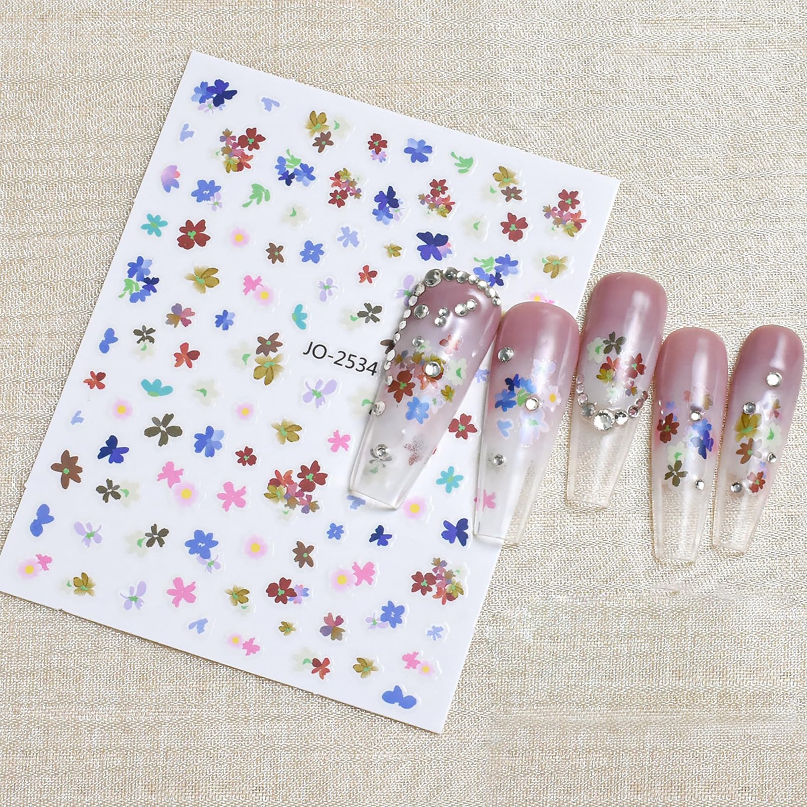 6 Sheets 3D Flower Nail Art Stickers, Self-Adhesive Floral Decals for DIY Nail Decoration - Perfect for Manicures, Pedicures, and Nail Art Designs